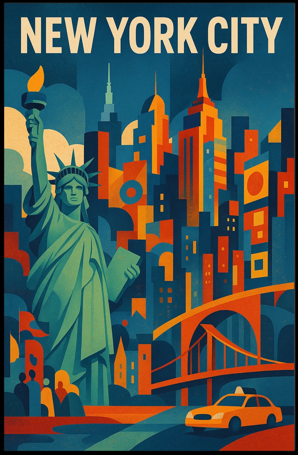 New York City Poster Abstract Urban Skyline Wall Art