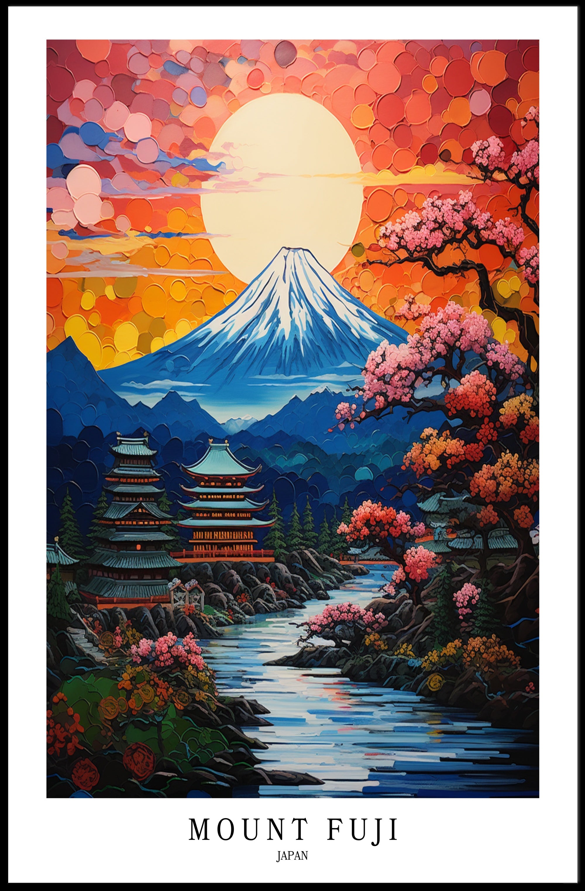 Mount Fuji Artistic Landscape Poster - Cultural or Heritage Poster PosterGoat