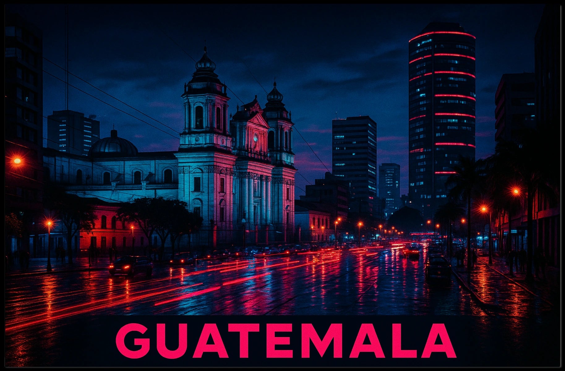 Nightscape of Guatemala City Poster