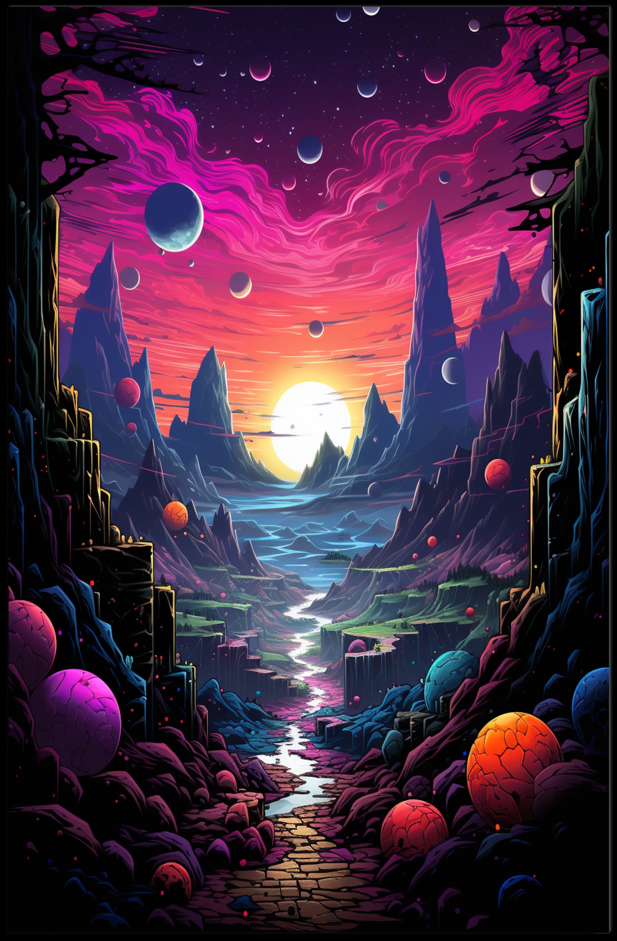 Cosmic Landscape Fantasy Poster PosterGoat