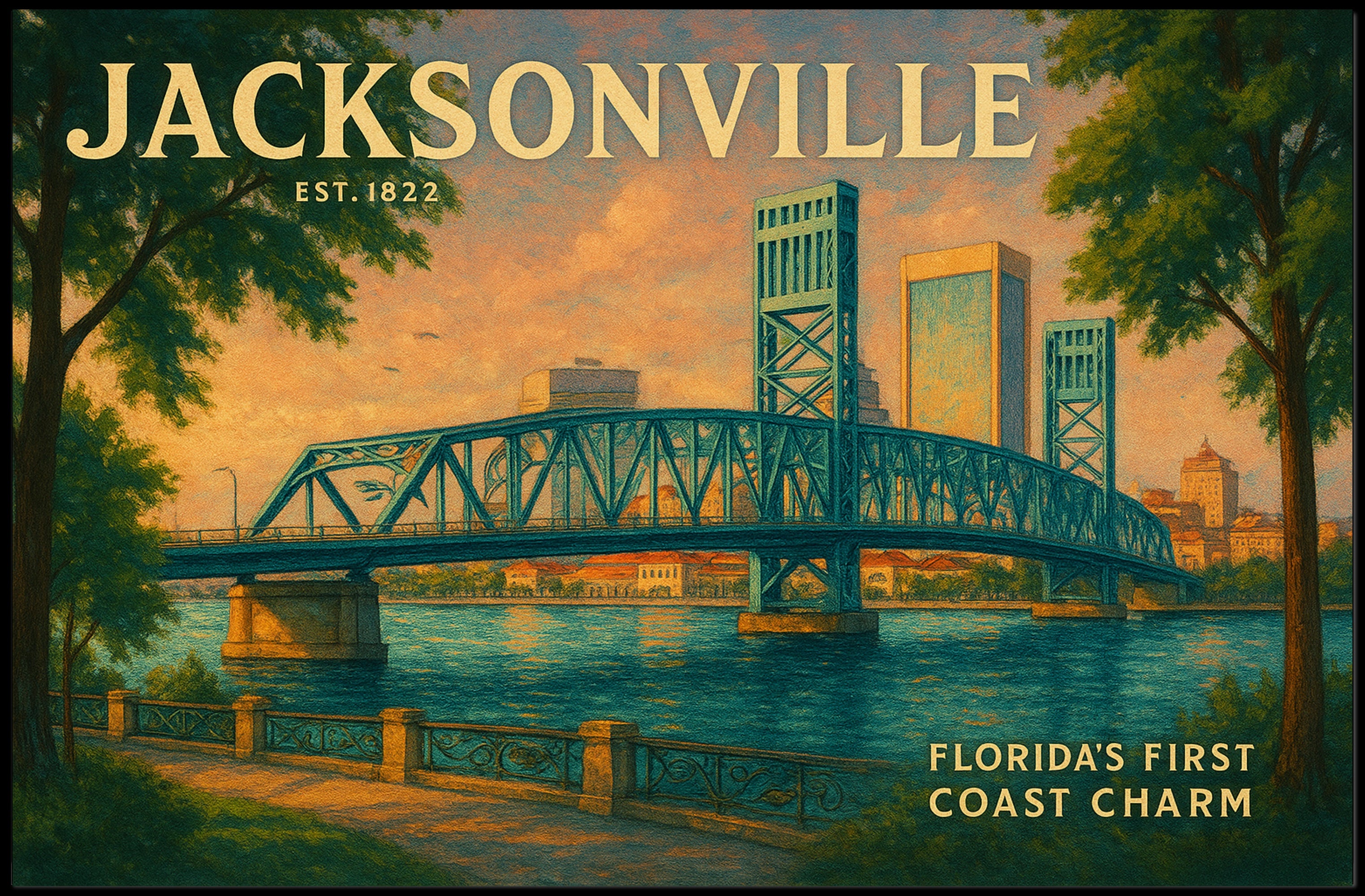 Jacksonville First Coast Charm Travel Poster