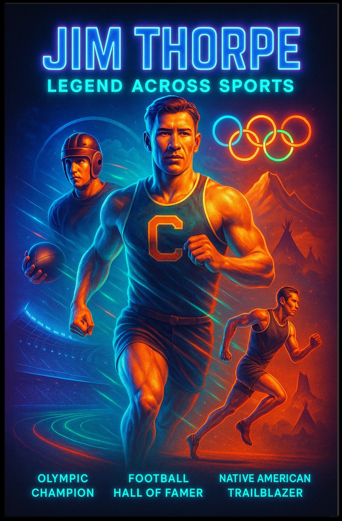 Jim Thorpe Iconic Sports Legend Poster