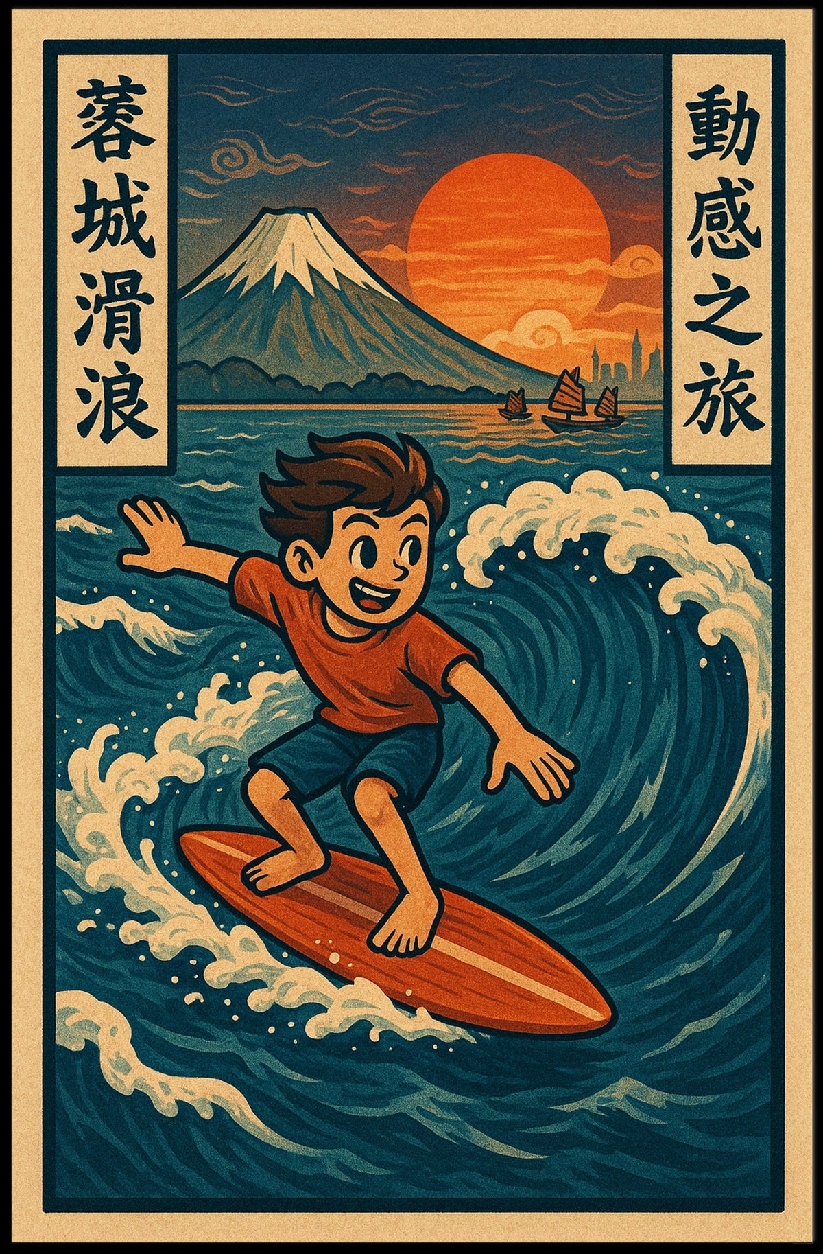 Surfing Adventure in Japan Poster