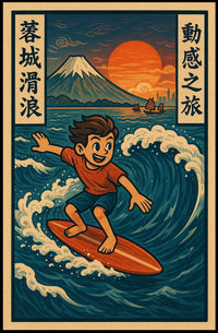 Surfing Adventure in Japan Poster