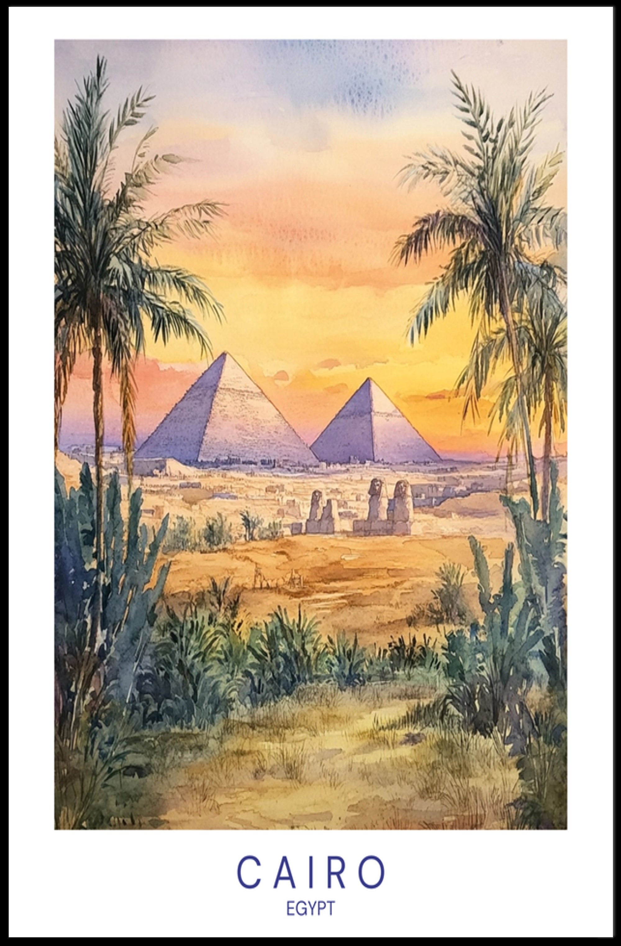Sunset Over the Pyramids Poster PosterGoat