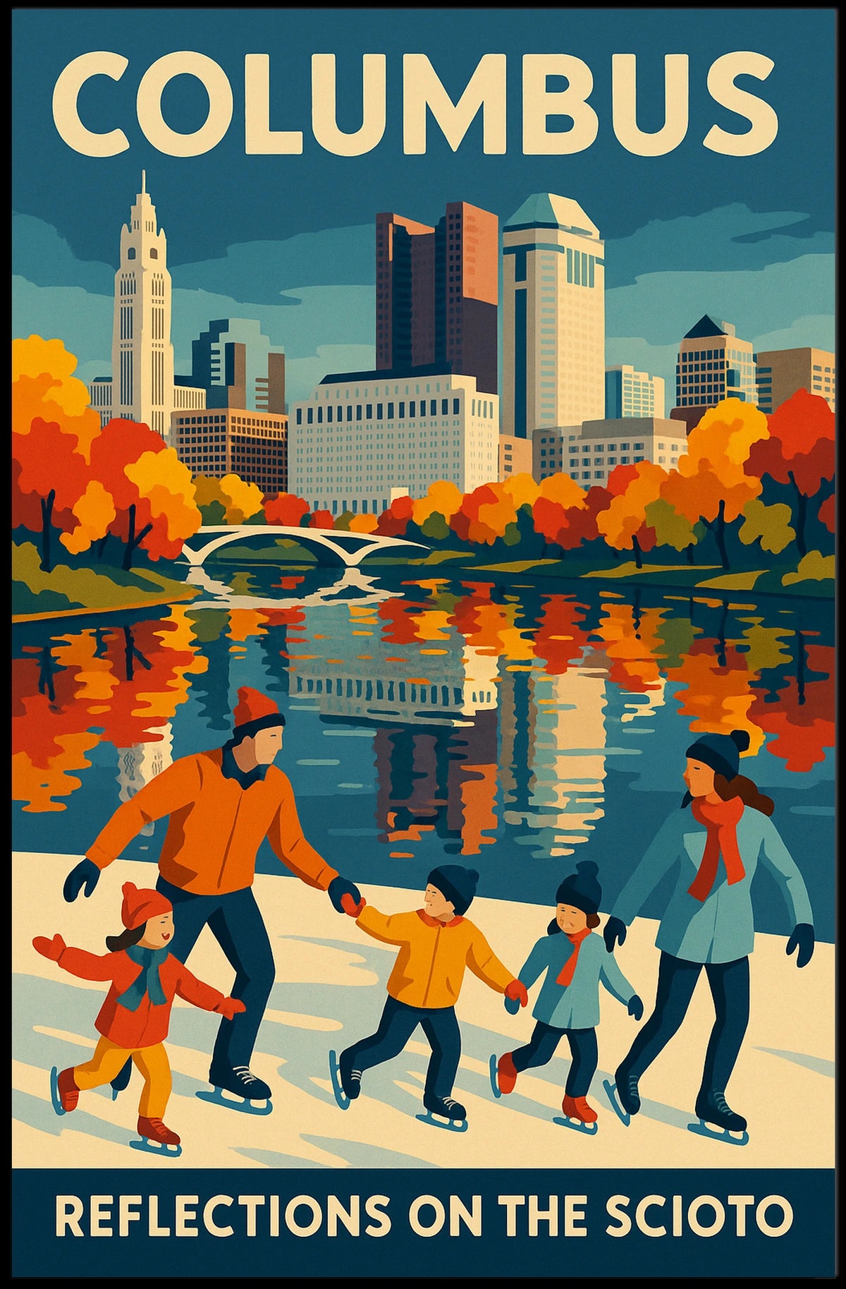 Columbus Reflections on the Scioto Poster