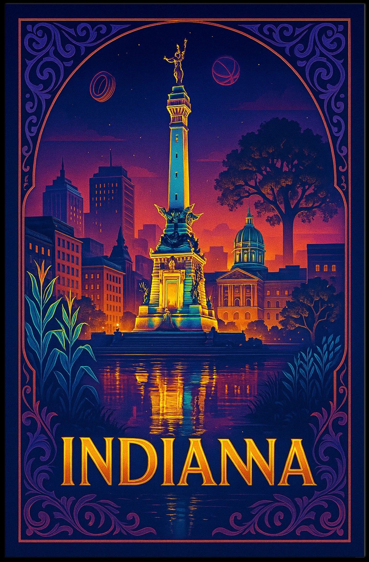 Indiana Nightscape Poster