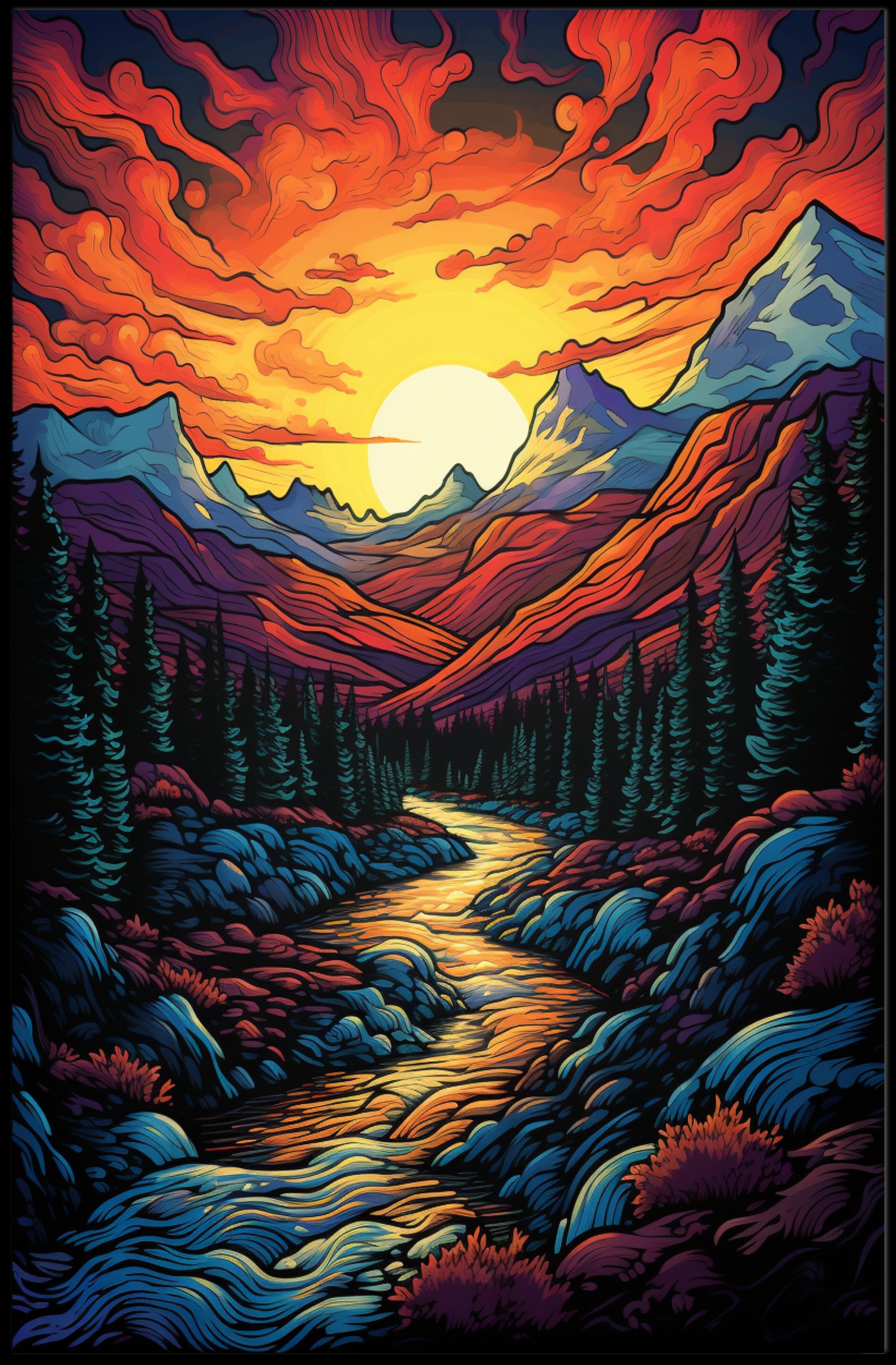 Mountain Sunrise Vista in National Park Poster