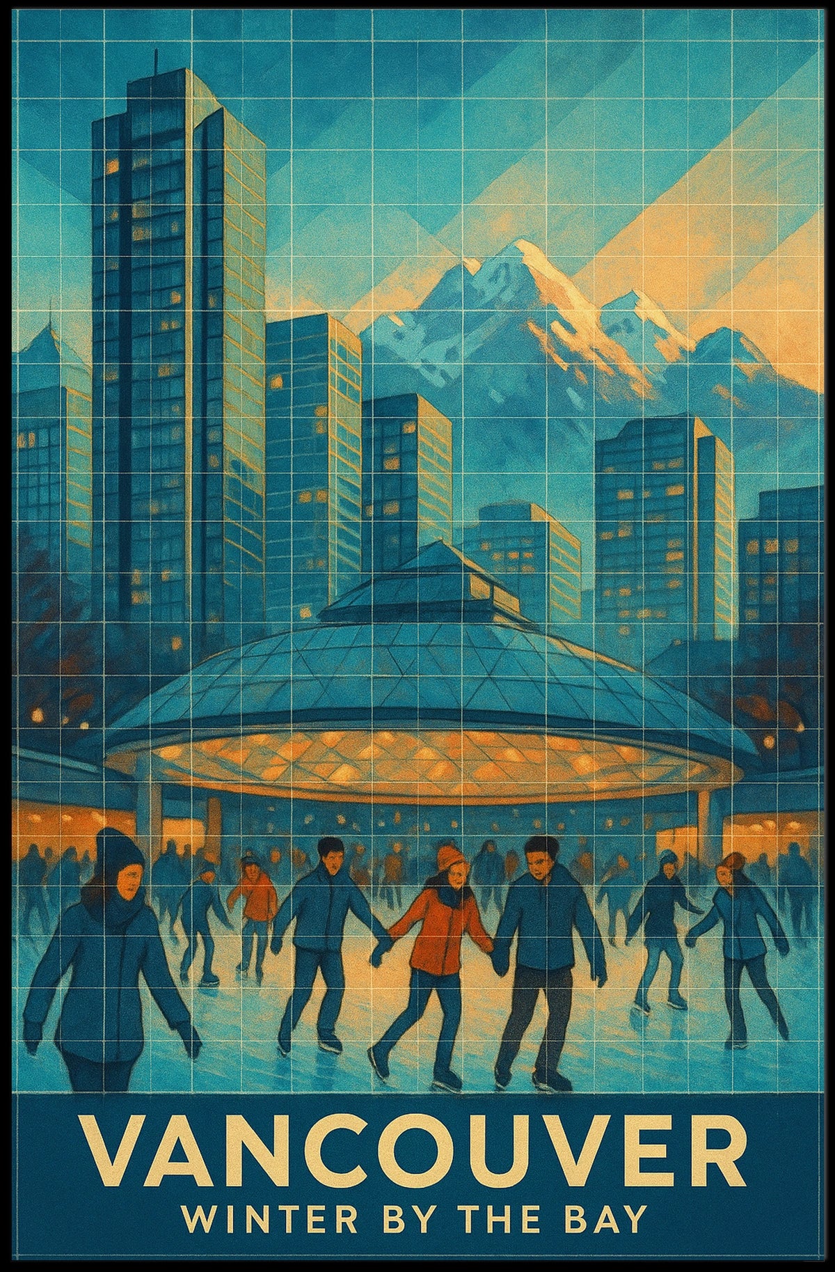 Vancouver Winter Bay Harbor Coastal Cityscape Perspective Poster