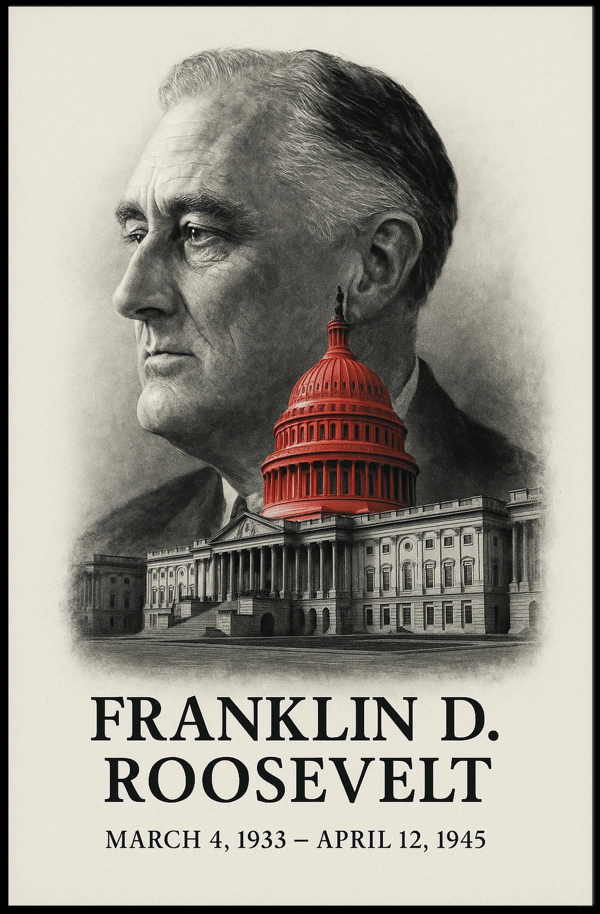 Franklin D. Roosevelt 32nd President of the United States Reflections Poster