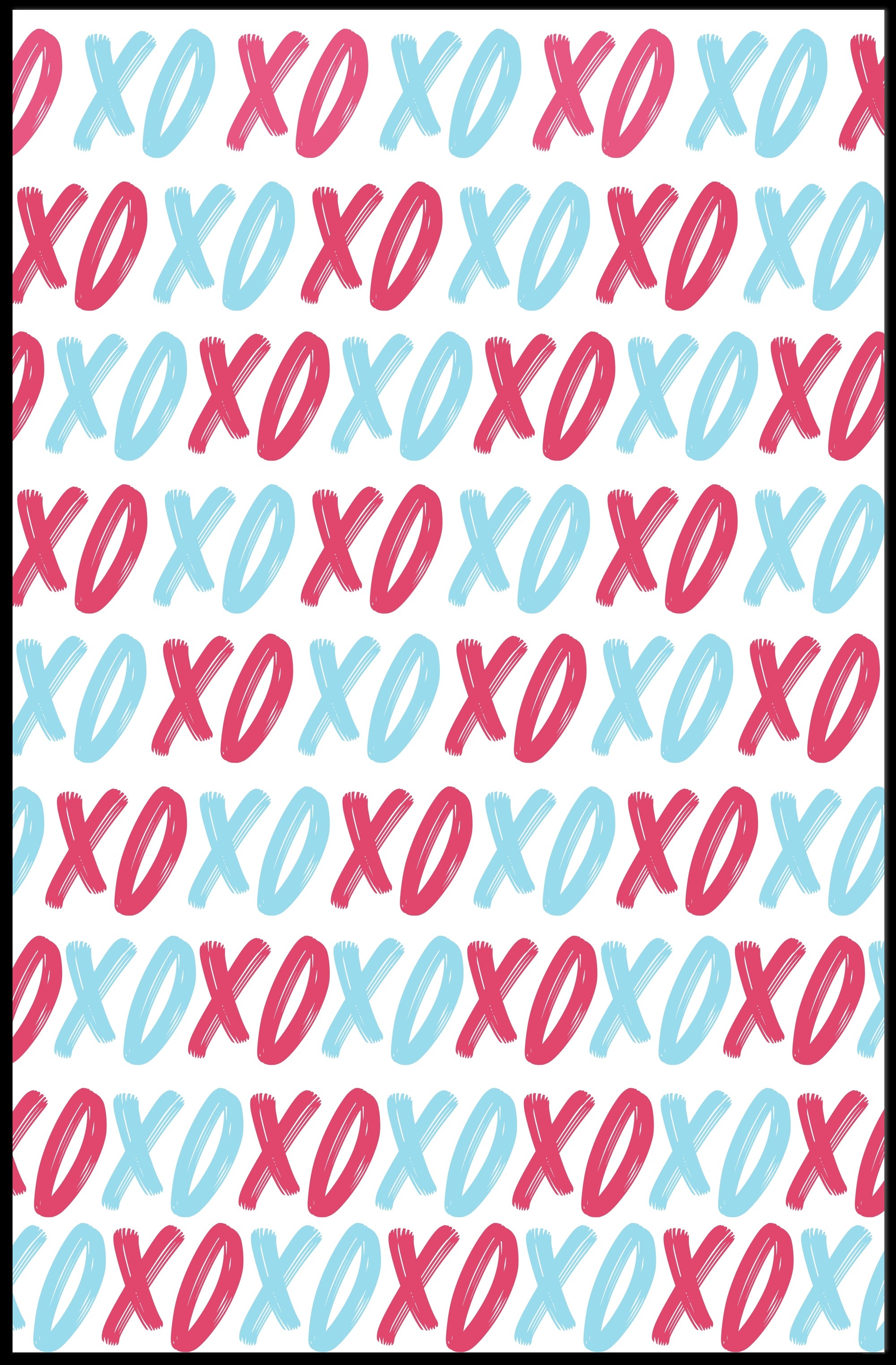 Affectionate XOXO Typography Art with Vibrant Colors Poster PosterGoat