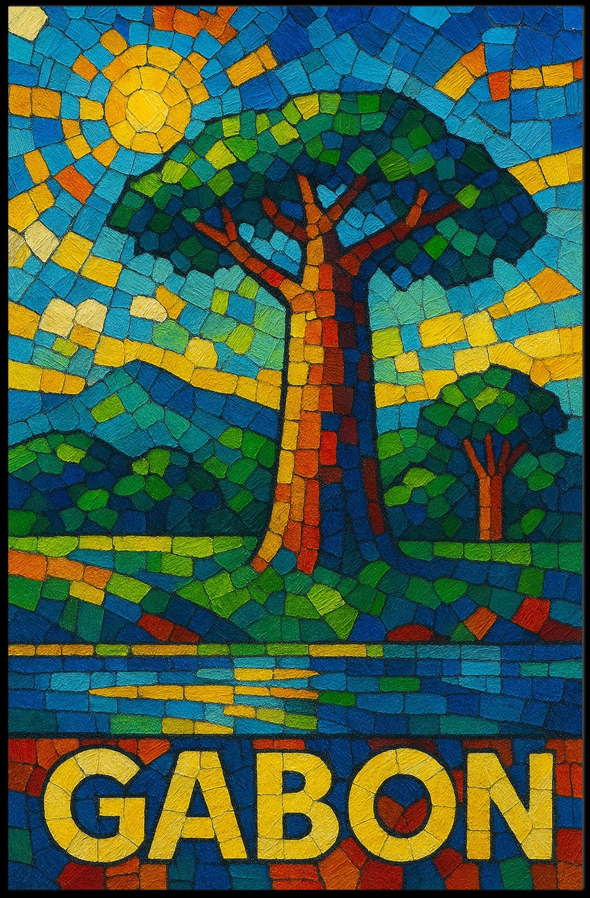 Gabon Mosaic Art Poster