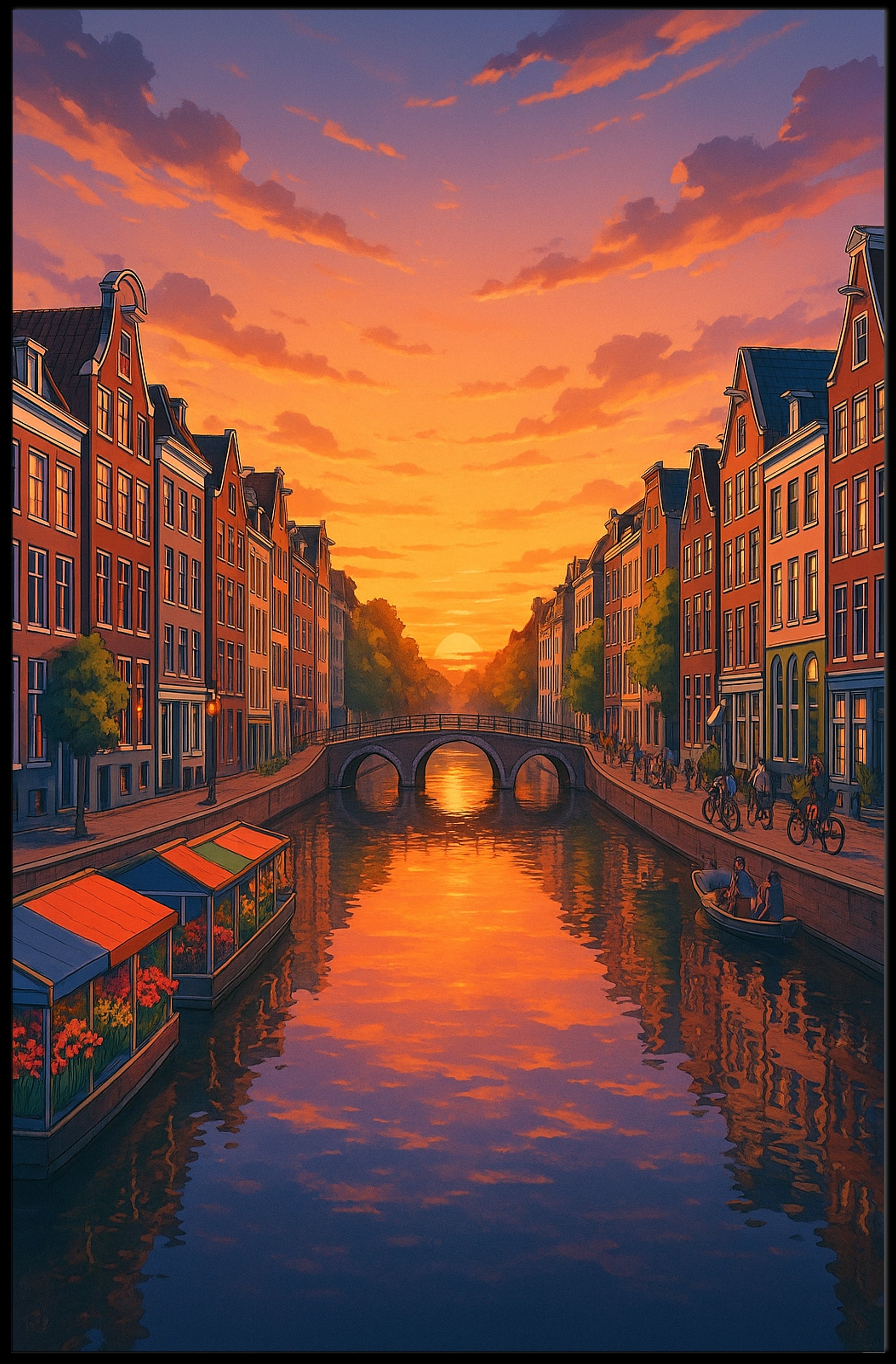 Sunset Over the Canal Poster PosterGoat