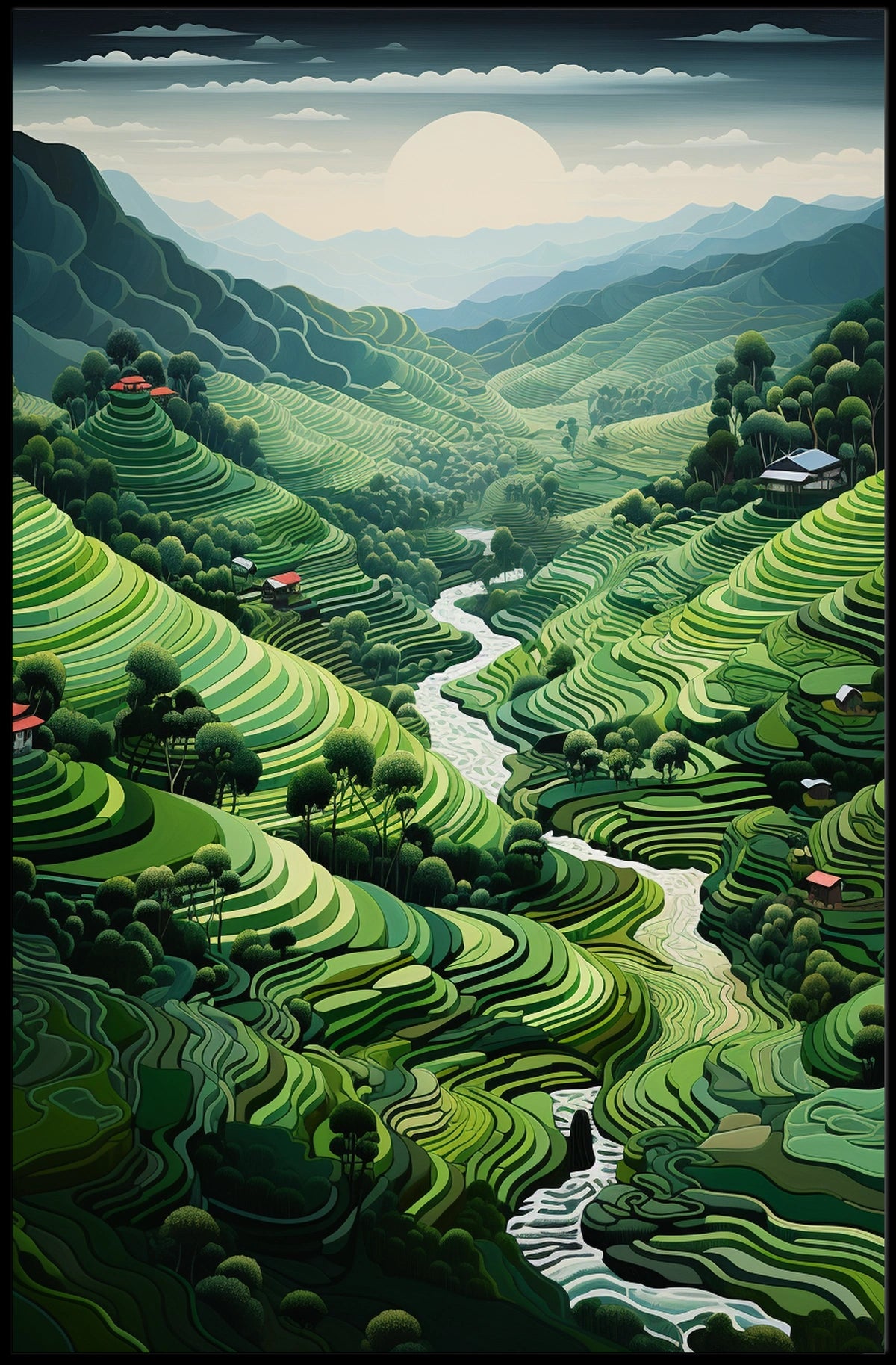 Serene Terraced Landscape Poster