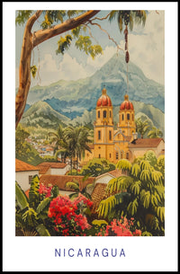Nicaragua Colonial Church Travel Poster PosterGoat