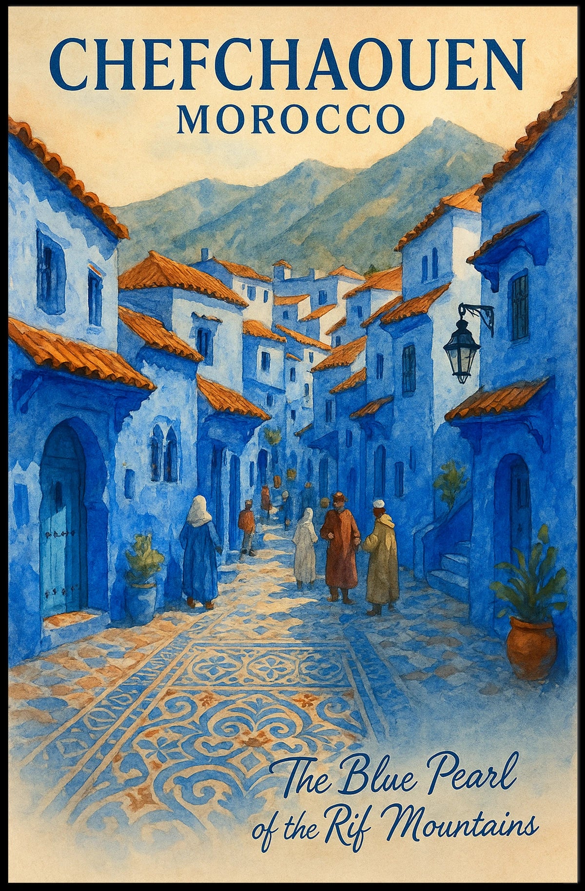 Chefchaouen Dreamscape: The Blue Pearl Poster