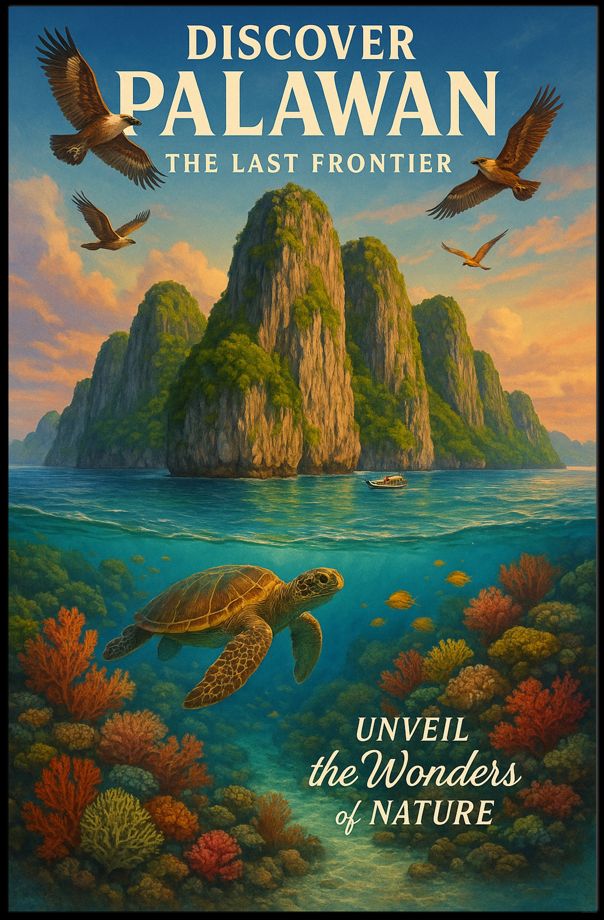 Palawan Travel Poster Vintage Island Wall Art