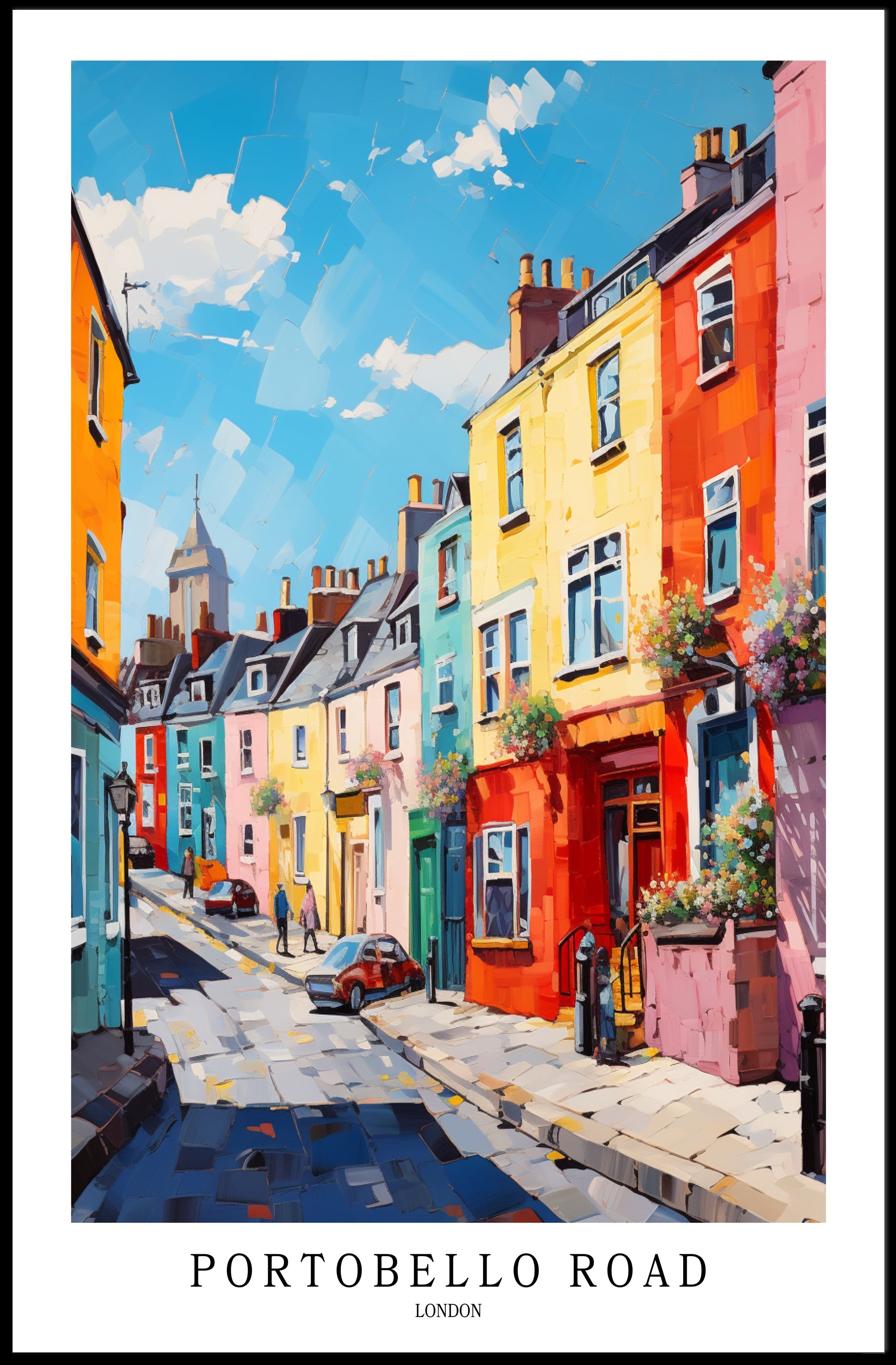 Portobello Road Impressionistic Urban or Cityscape Poster PosterGoat