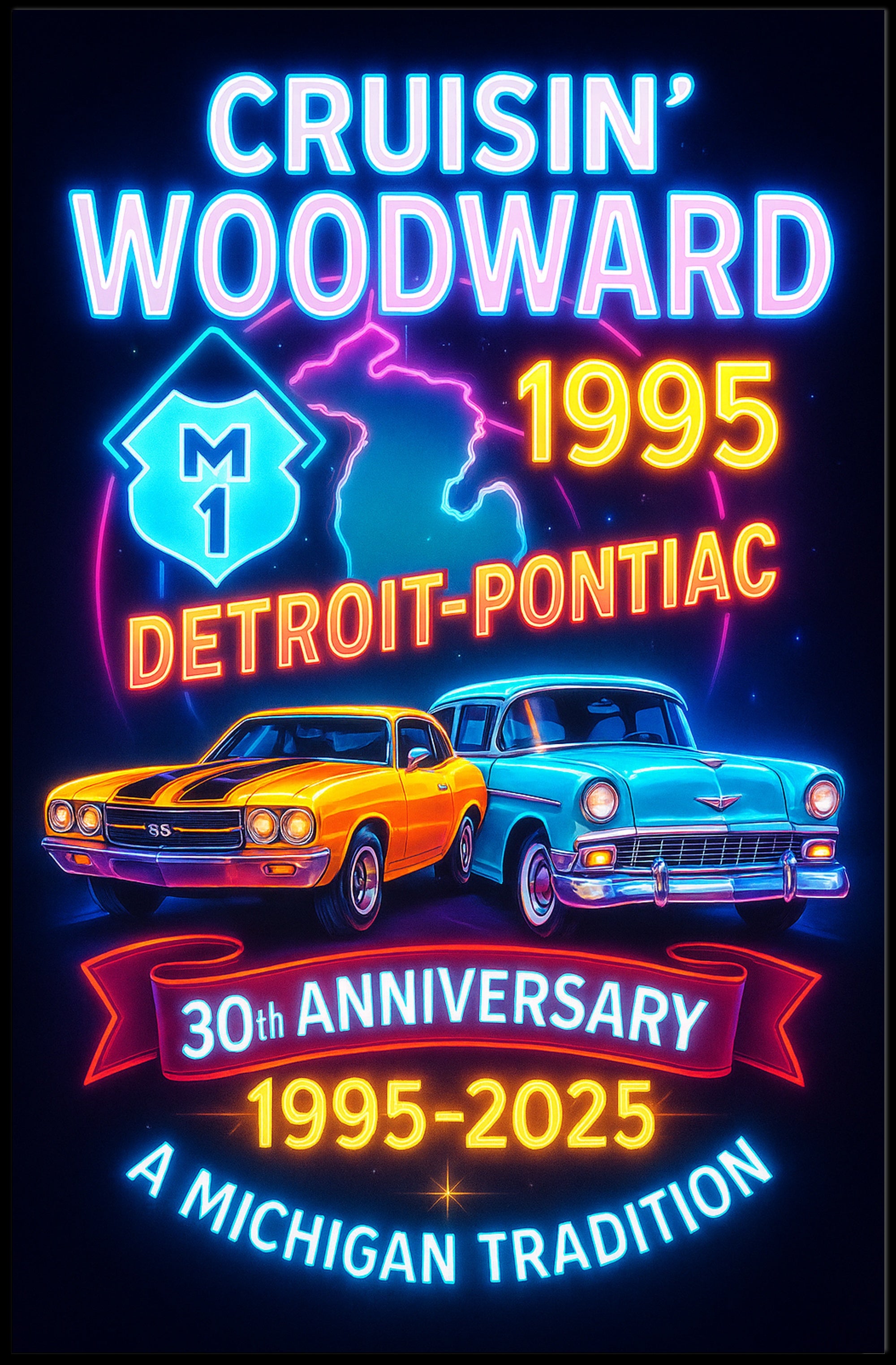 Cruisin Woodward Classic Car Poster
