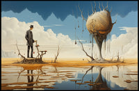 Surreal Dreamscape with Mysterious Island Artistic Poster