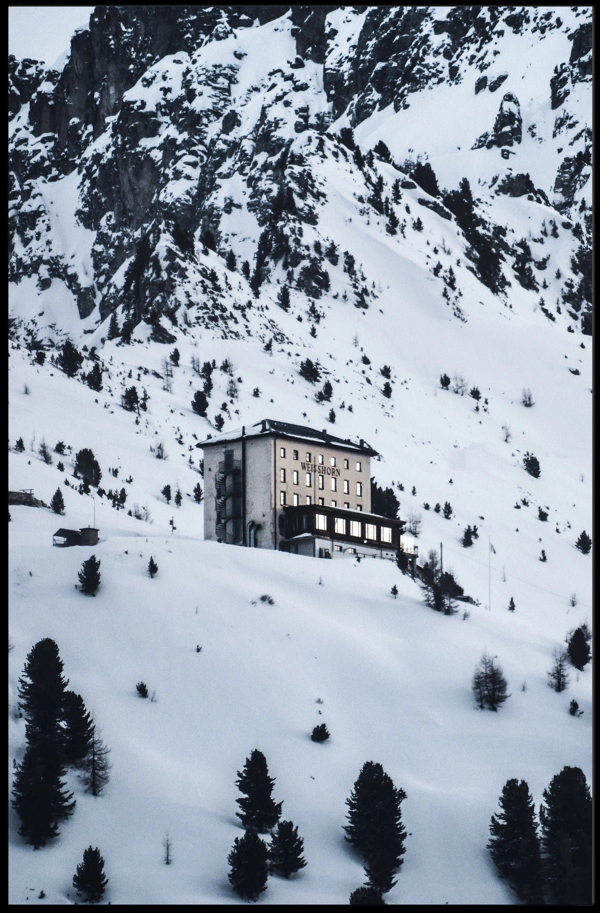 Weisshorn Alpine Serenity: Snowy Mountain Landscape Poster