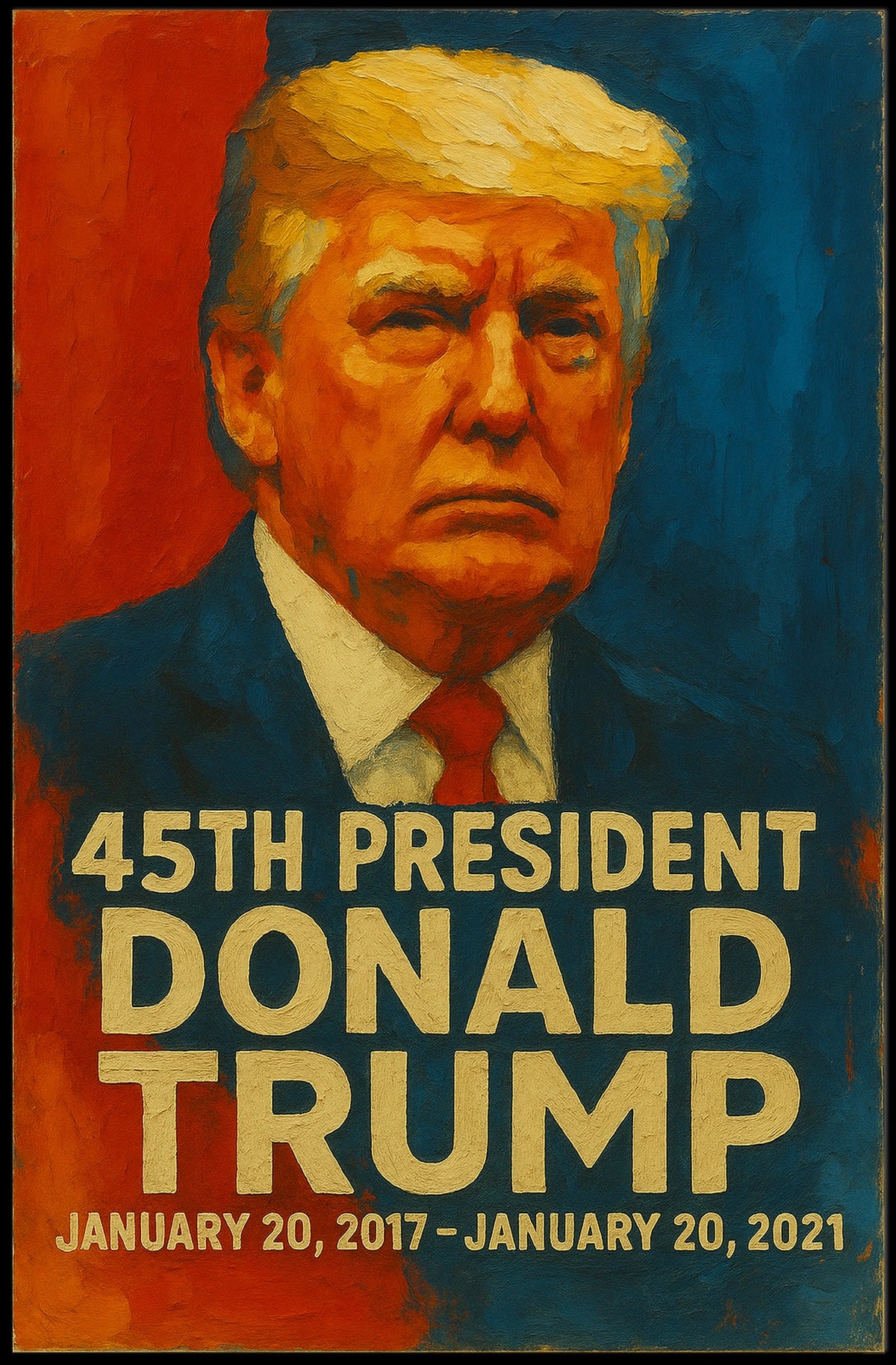 Donald Trump Vanguard Resolve Patriotic American Flag Leadership Expressionism Digital Painting Art Poster