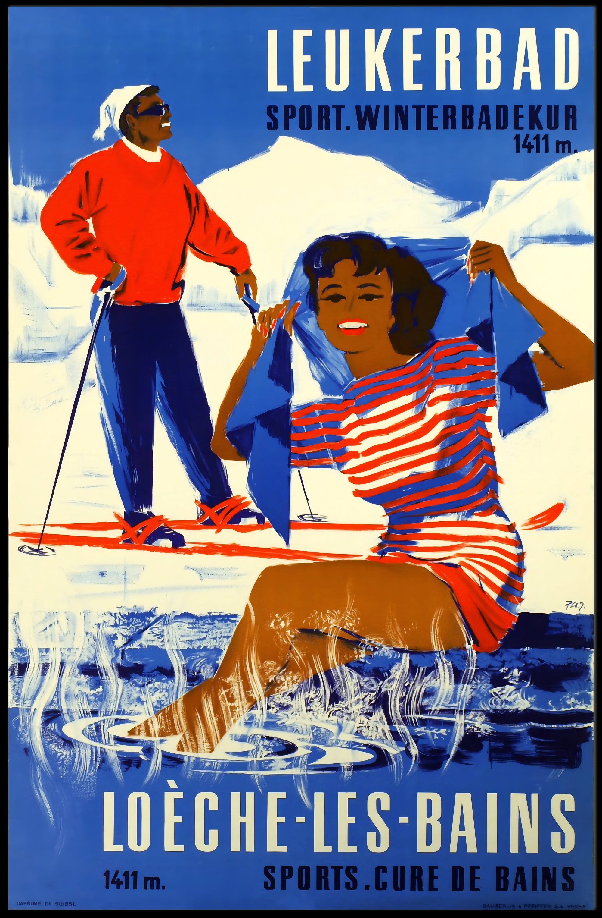 Leukerbad Winter Sports and Bathing Retreat Poster PosterGoat