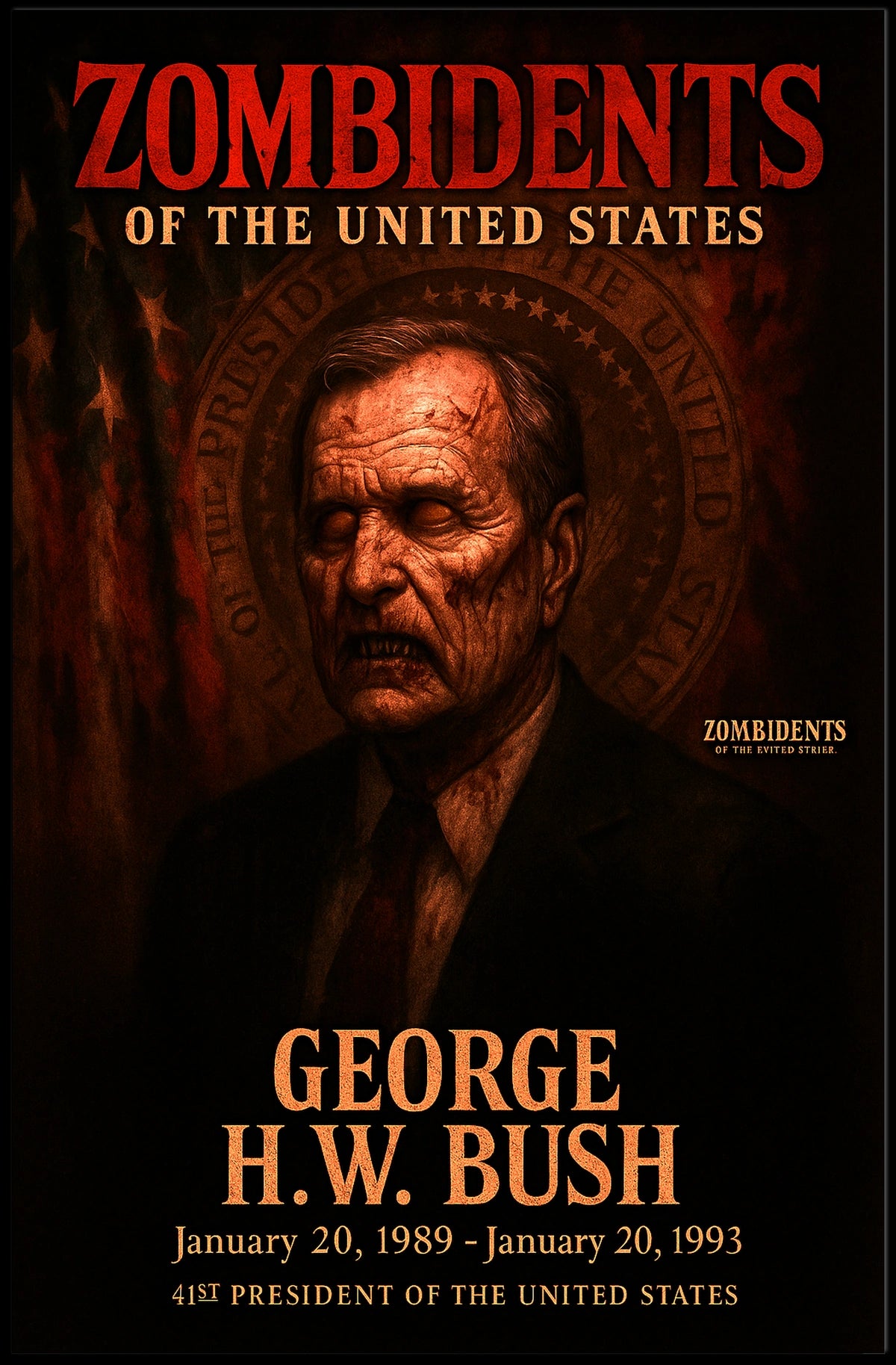 George Bush 41st President of the United States Zombidents Poster Series