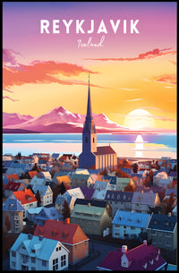 Reykjavik at Sunset Poster