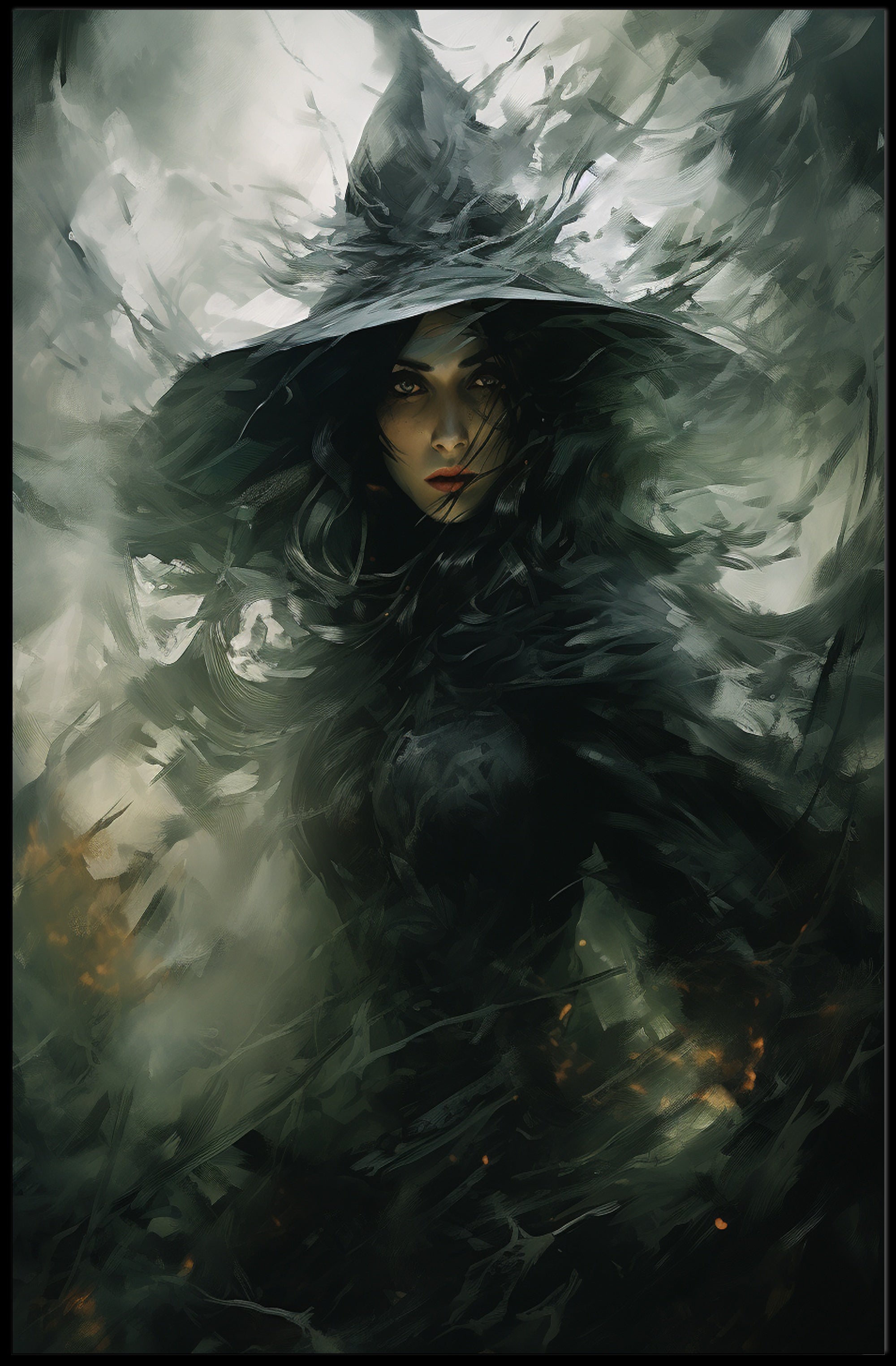Enigmatic Witch In The Shadows Poster