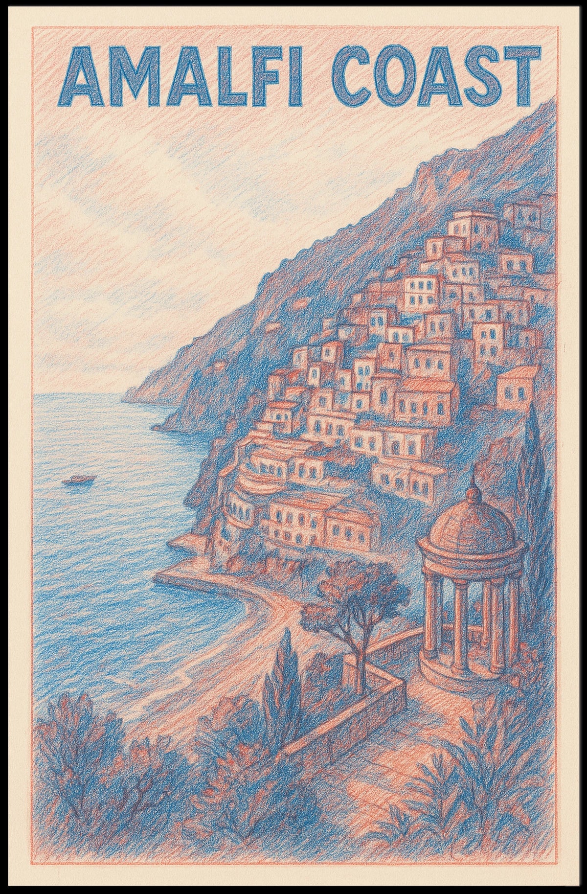 Amalfi Coast Poster 18x24 Coastal Wall Art Home Decor