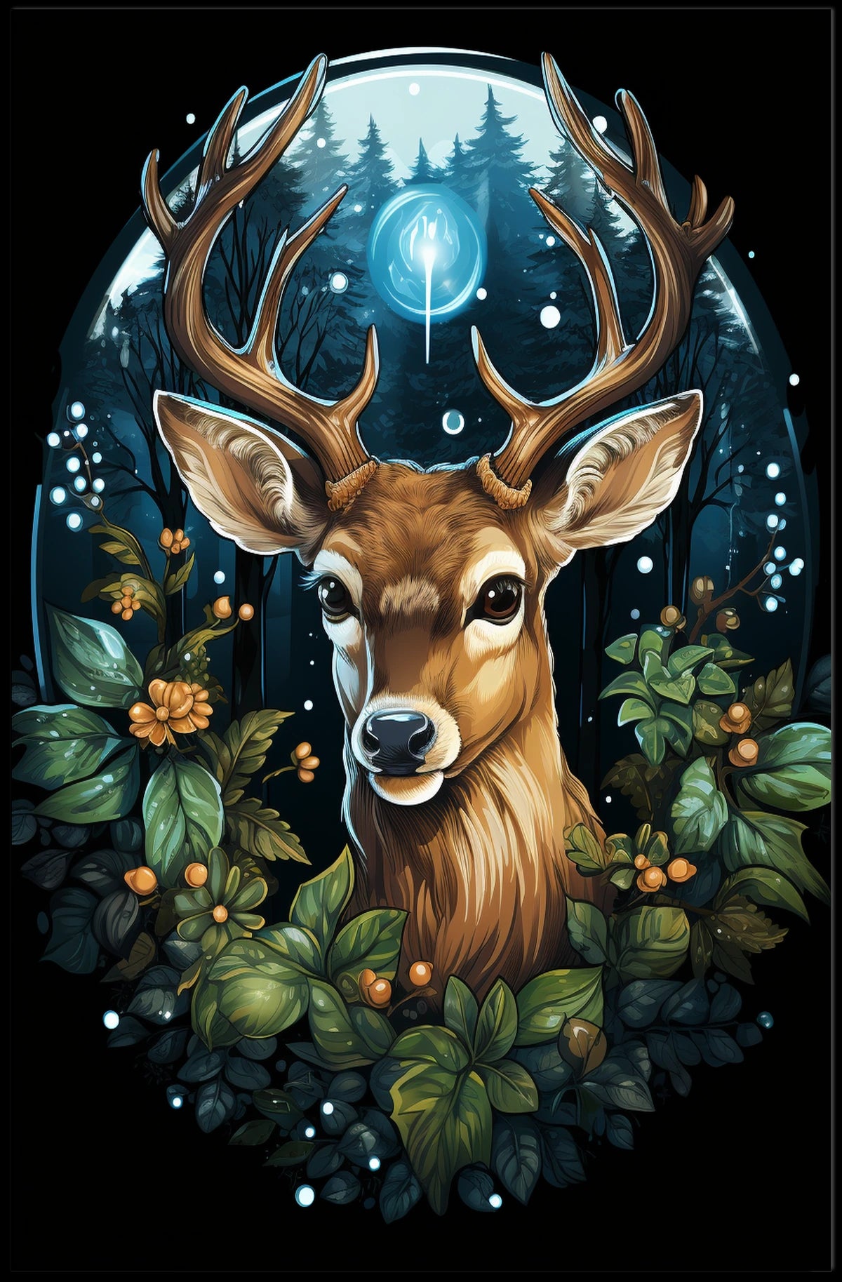 Enchanted Forest Deer Poster
