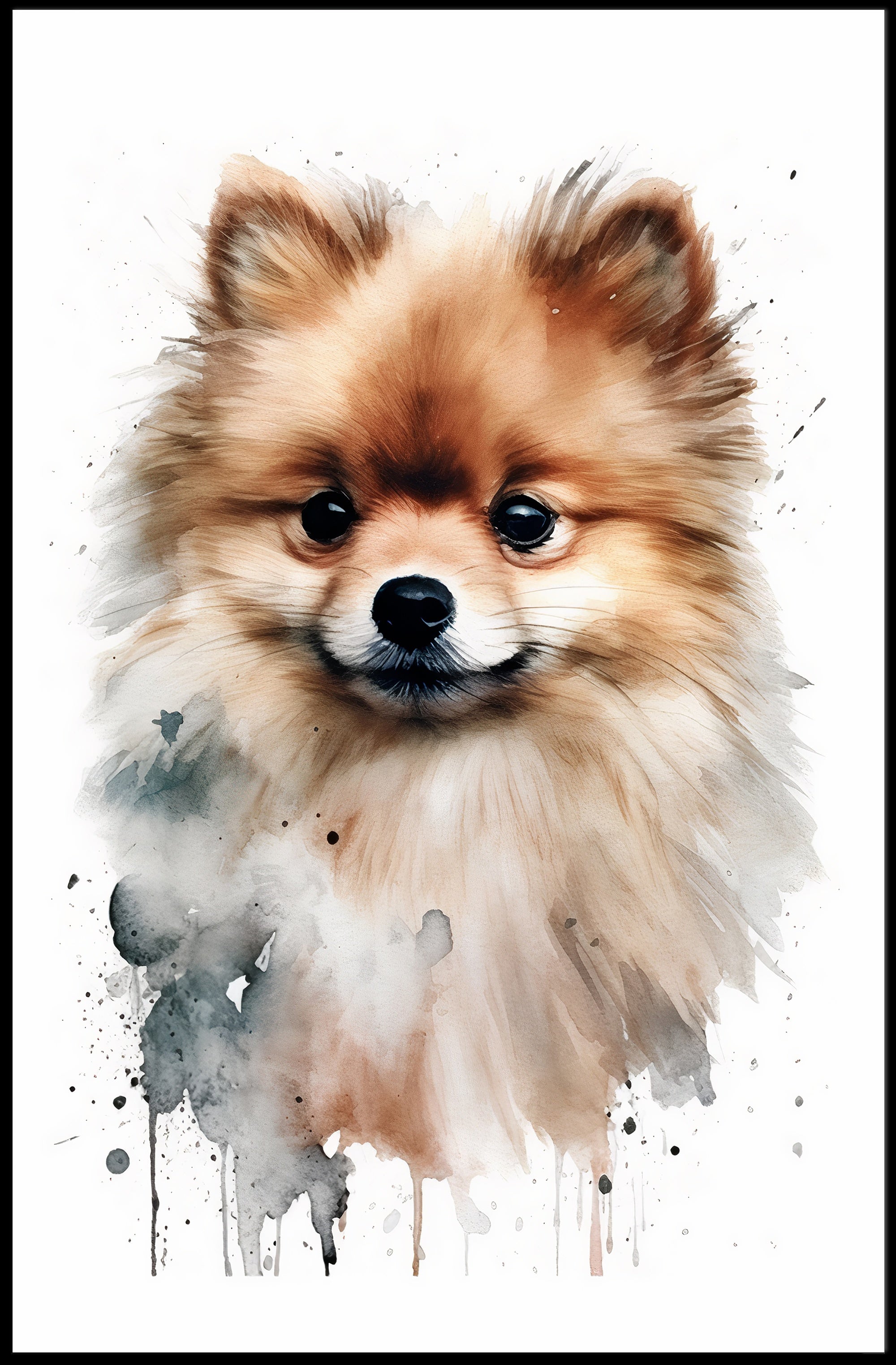 Pomeranian Watercolor Poster Wall Art Print