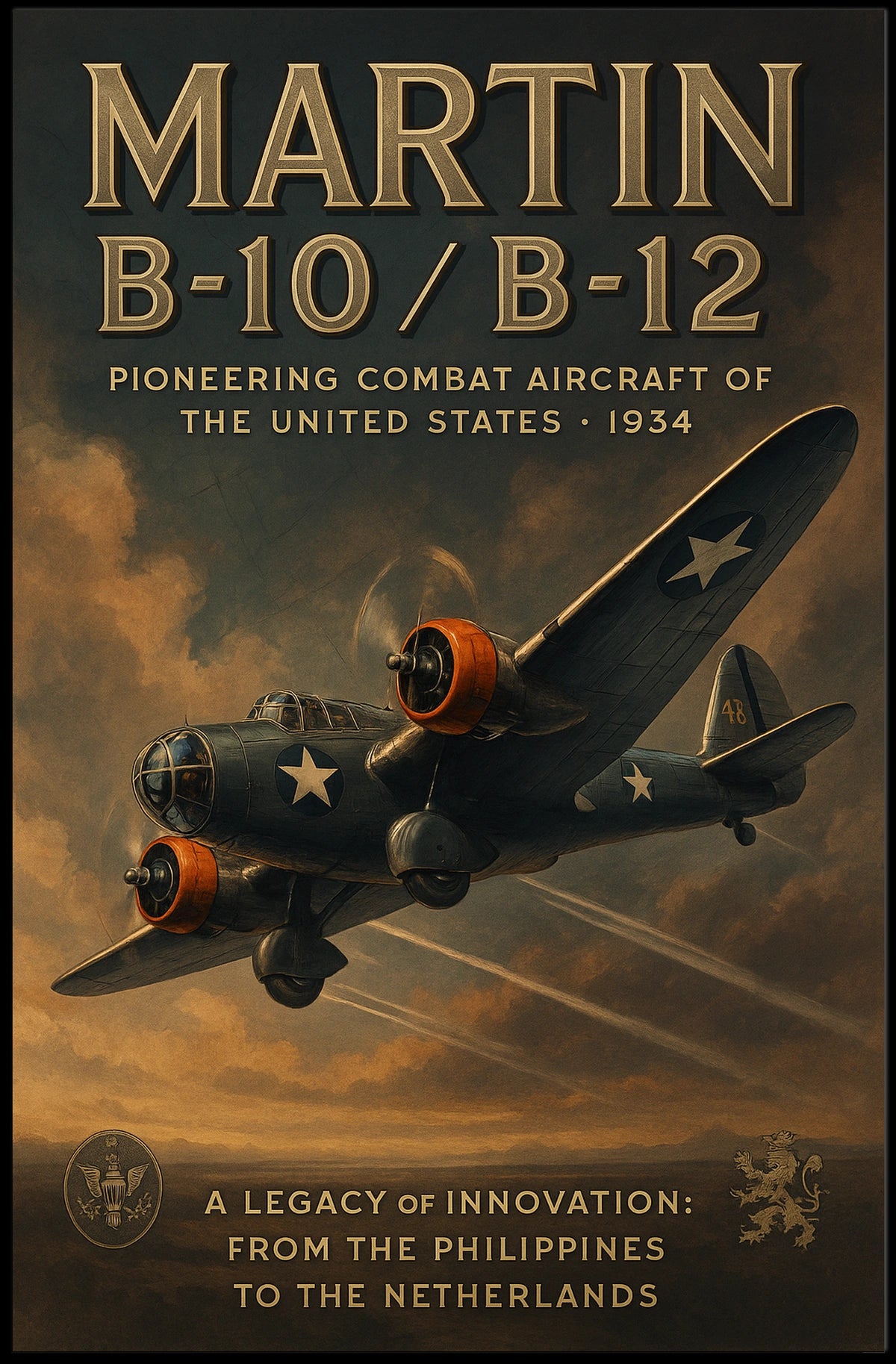 Martin B-10/B-12 Aircraft Vintage Aviation Innovation Poster