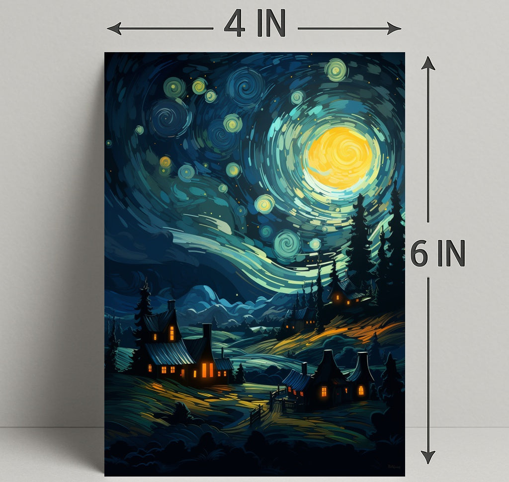 Starry Night Village Poster