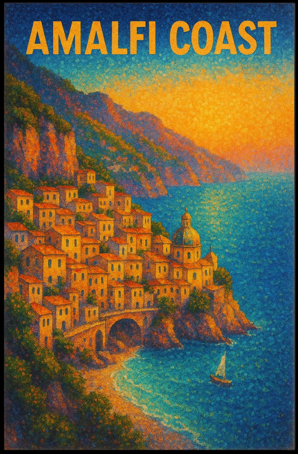 Amalfi Coast Poster 18x24 Coastal Wall Art Travel Decor