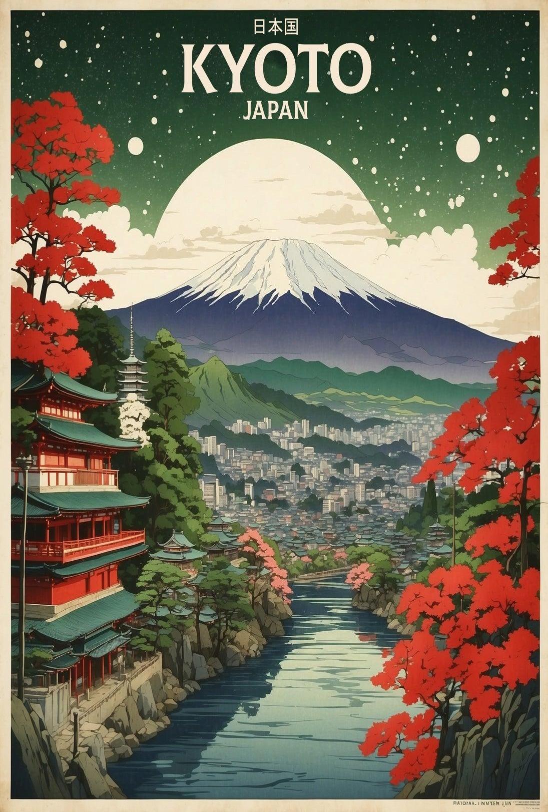 Kyoto Japan Vintage Travel Art Poster - Cultural or Heritage Poster