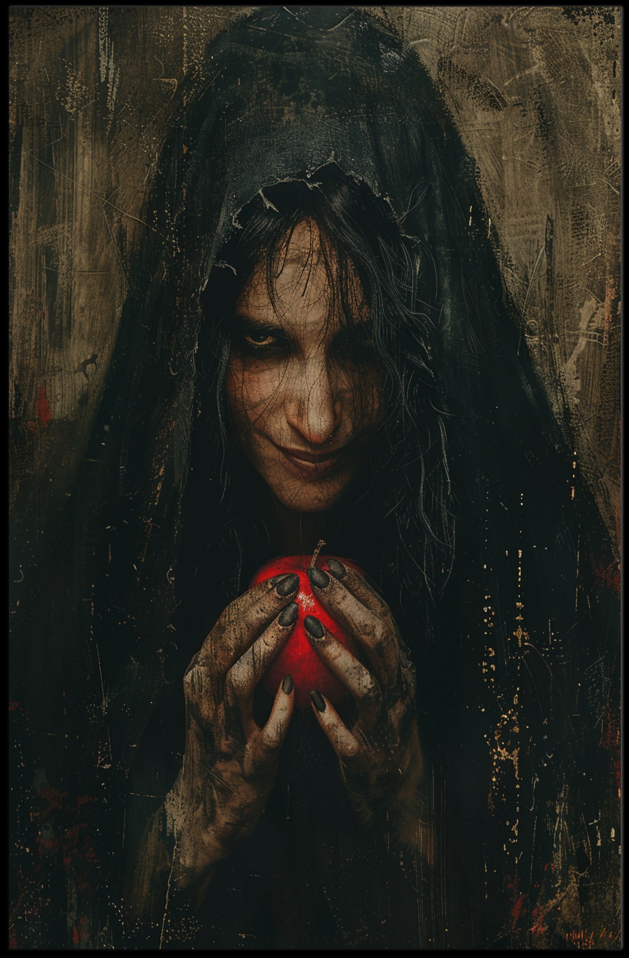 Dark Witch with Red Apple Fantasy or Mythology Poster PosterGoat