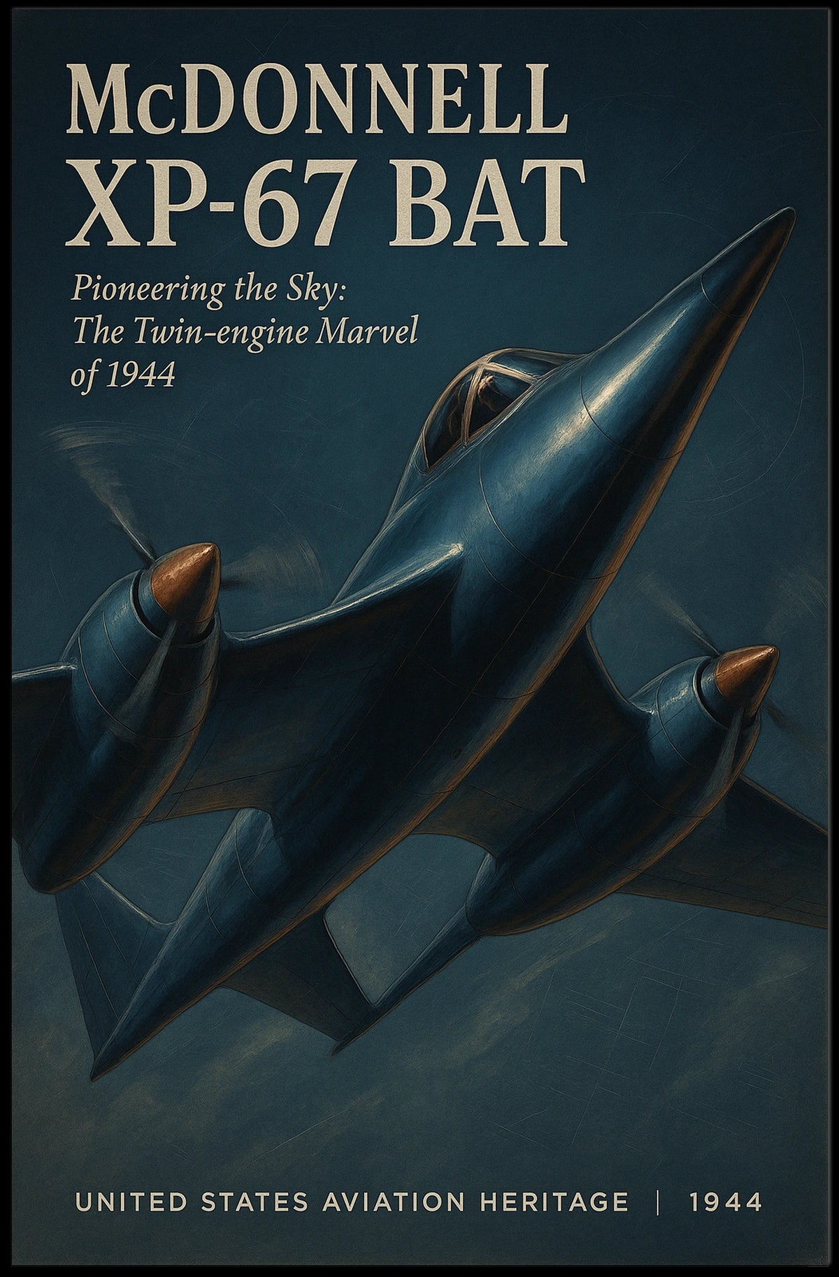 McDonnell XP-67 Bat Vintage Aviation Poster