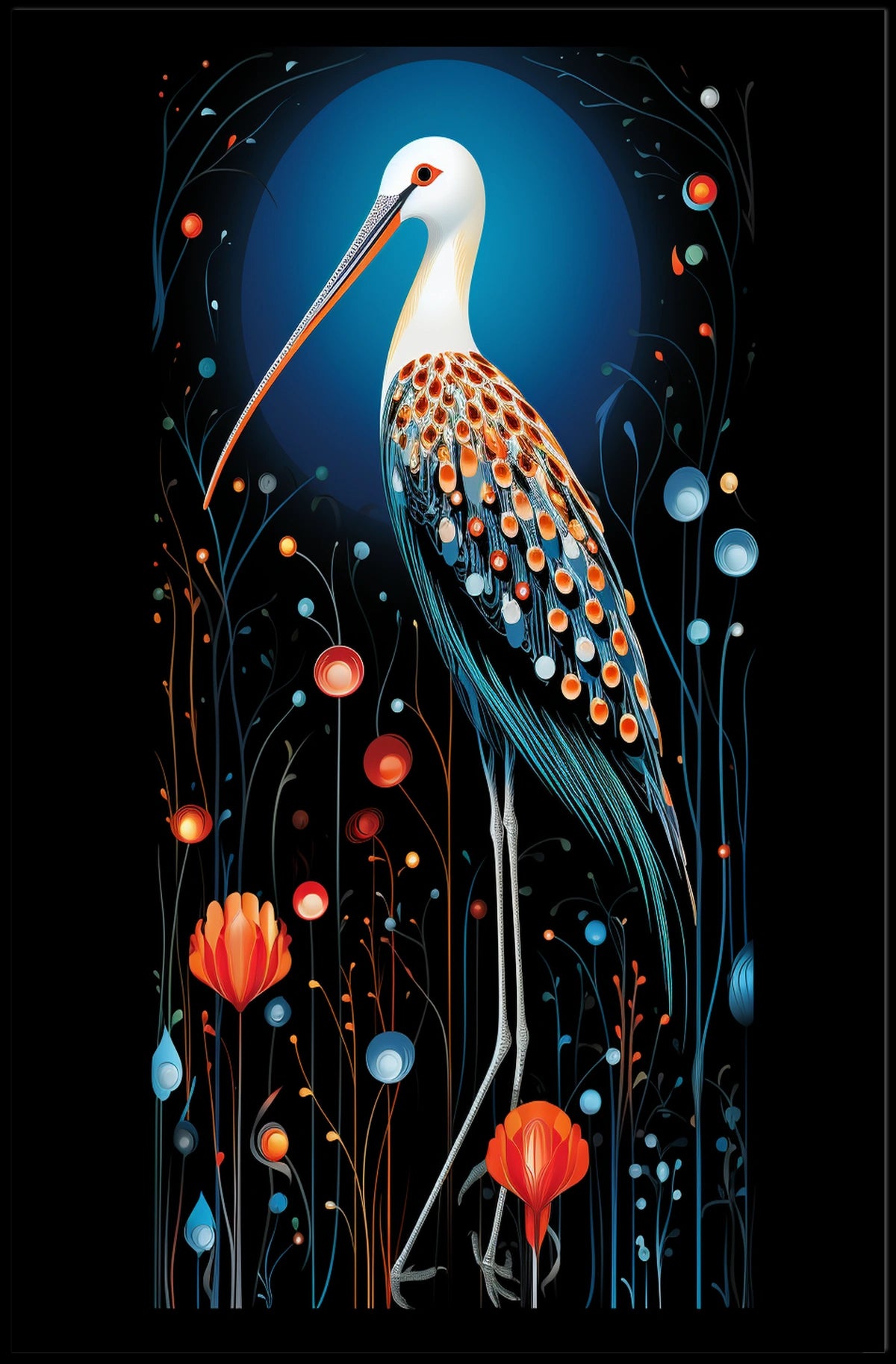 Artistic Bird with Vibrant Feathers Abstract or Artistic Poster