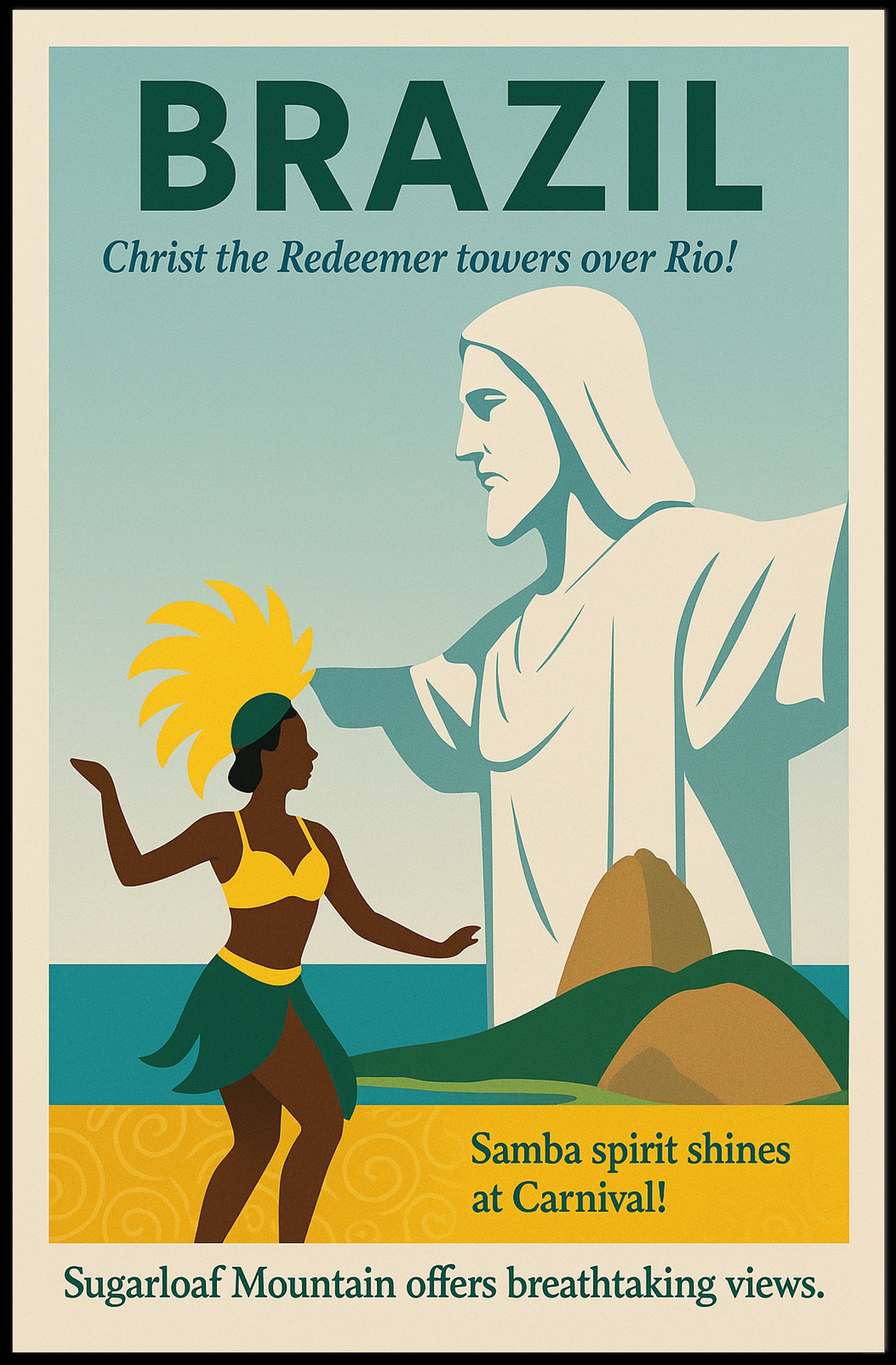 Discover Brazil Vintage Travel Poster Wall Art PosterGoat