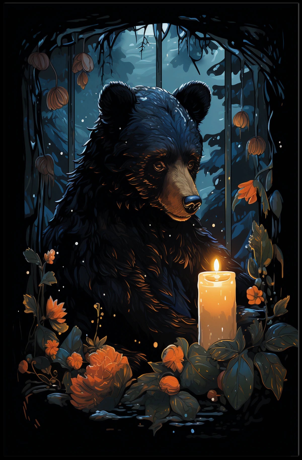 Bear In Candlelight Poster