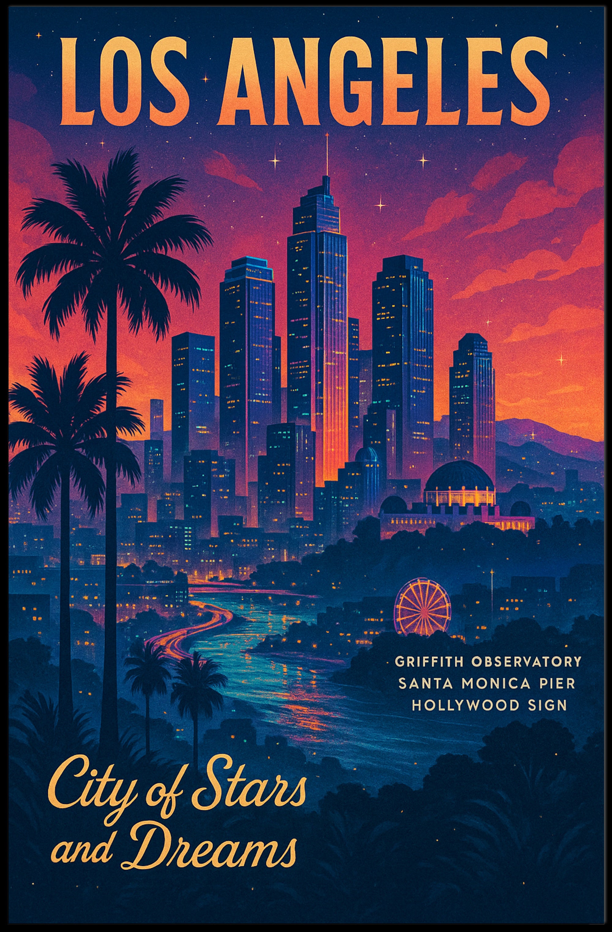 Los Angeles Dreams: Vibrant Urban Cityscape Poster