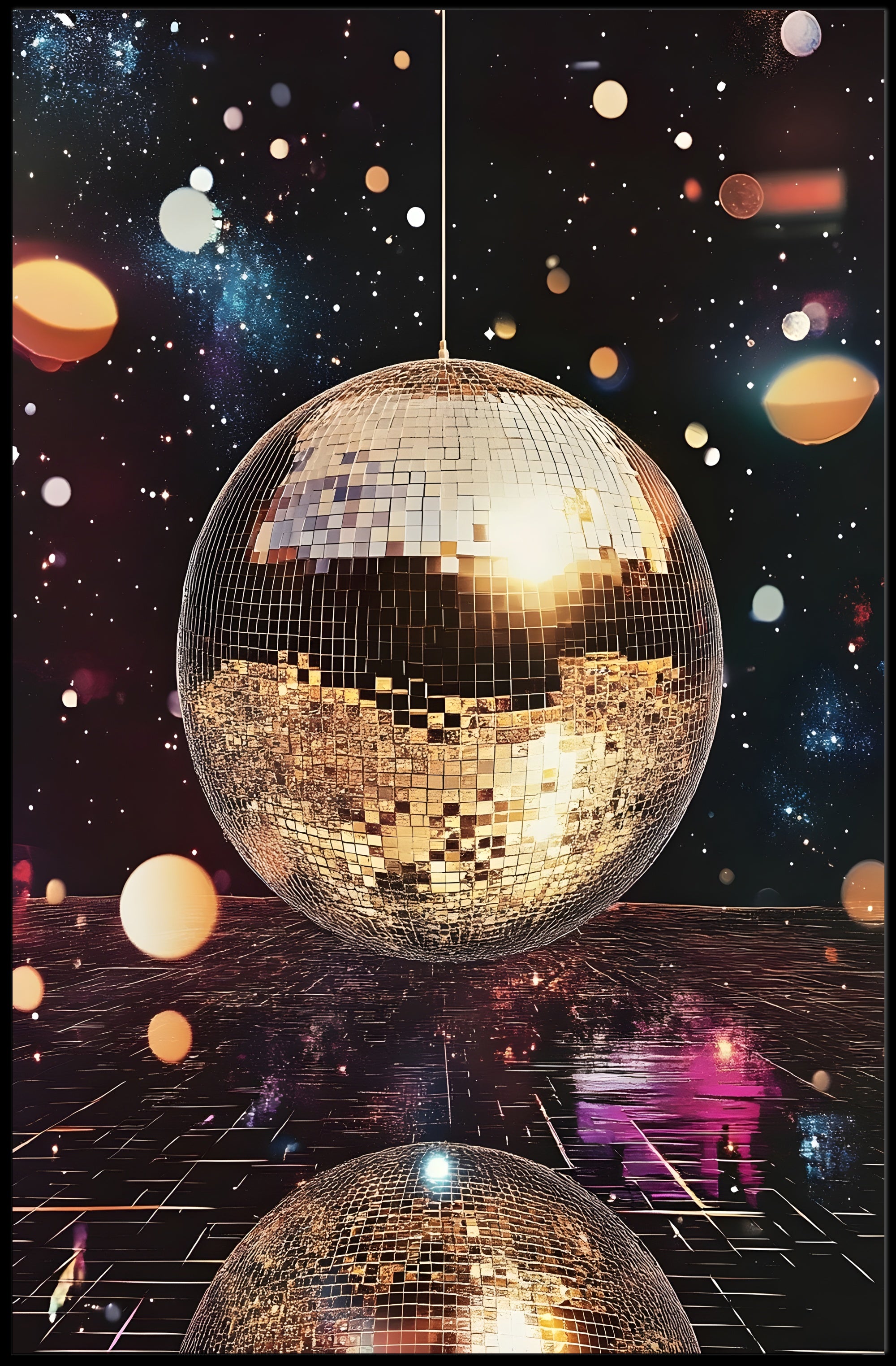 Cosmic Disco Vibes Poster Retro Space Wall Art Print