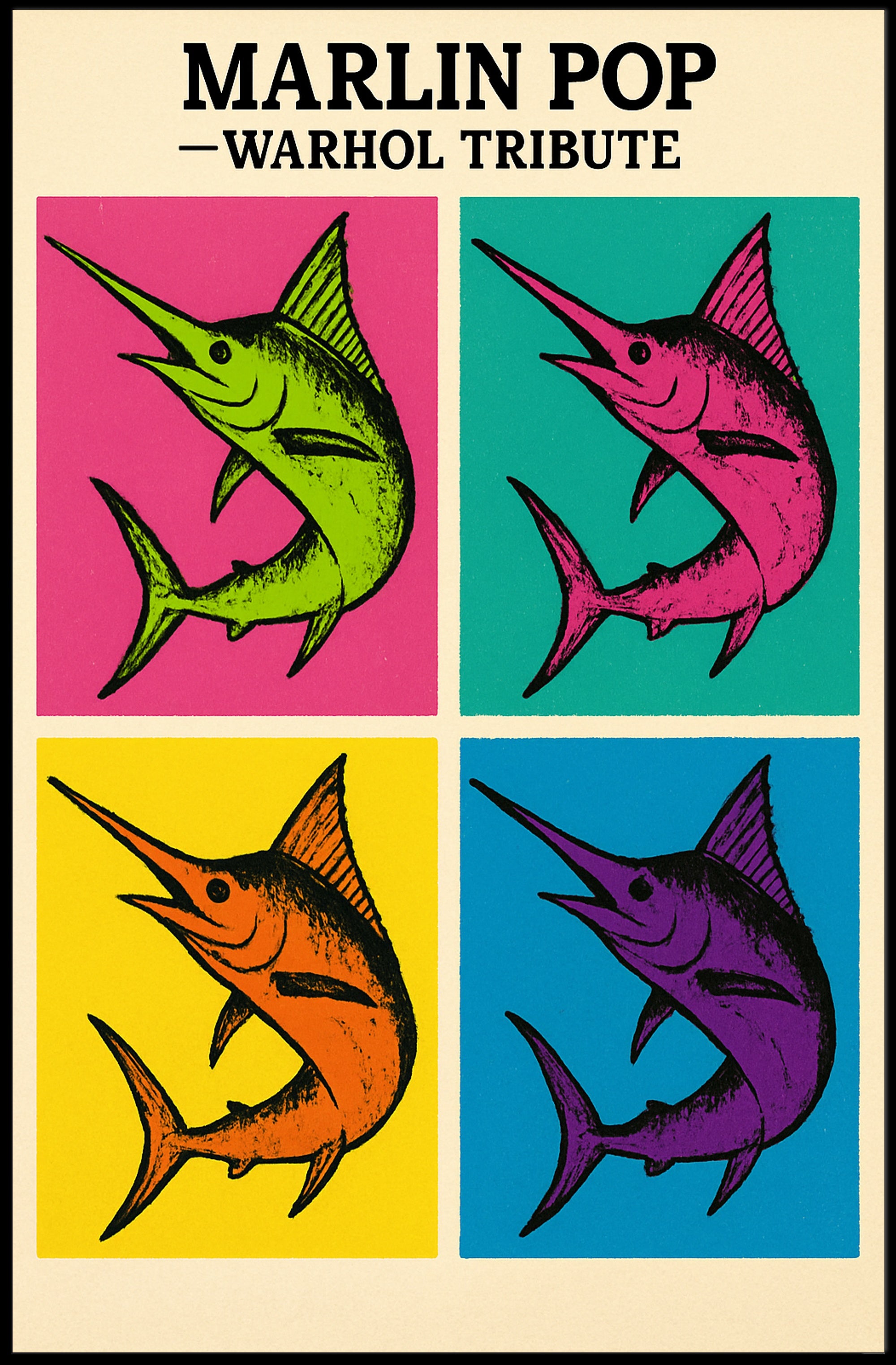 Marlin Pop β Warhol Tribute Poster PosterGoat