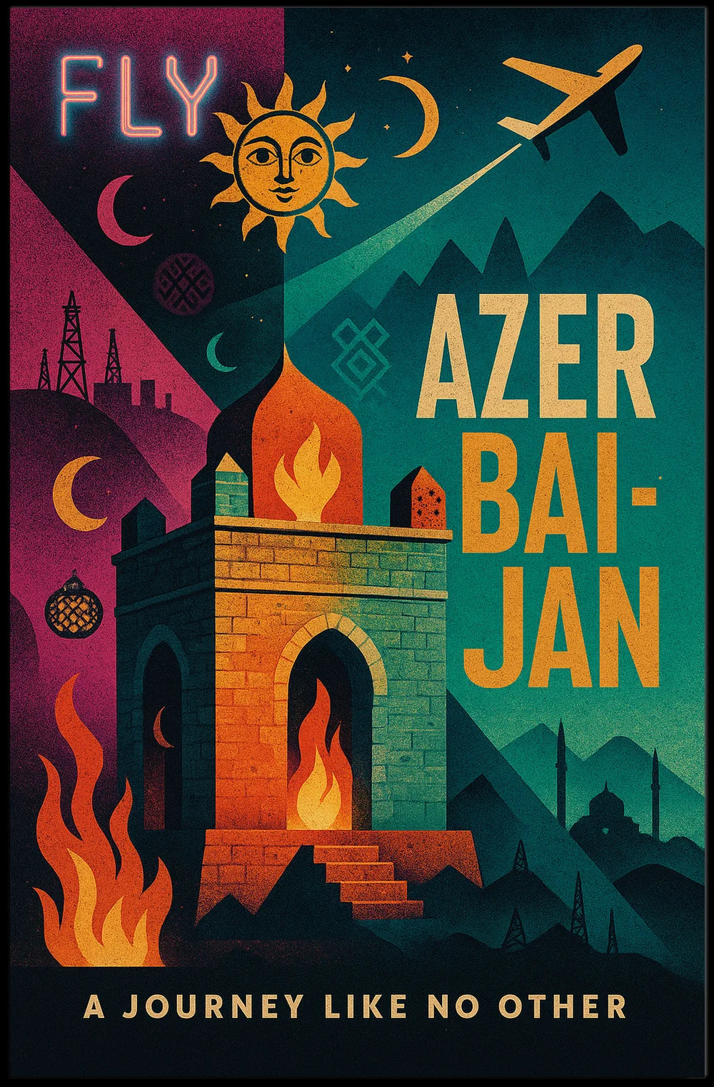Azerbaijan Travel Adventure Vintage Mystical Landmarks Travel Poster PosterGoat