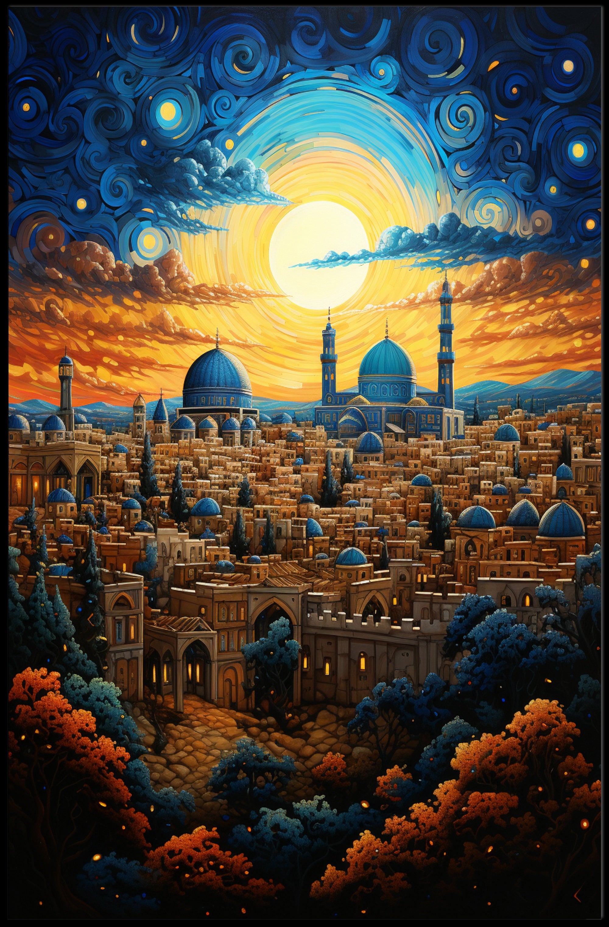 Enchanted Cityscape At Dusk Poster