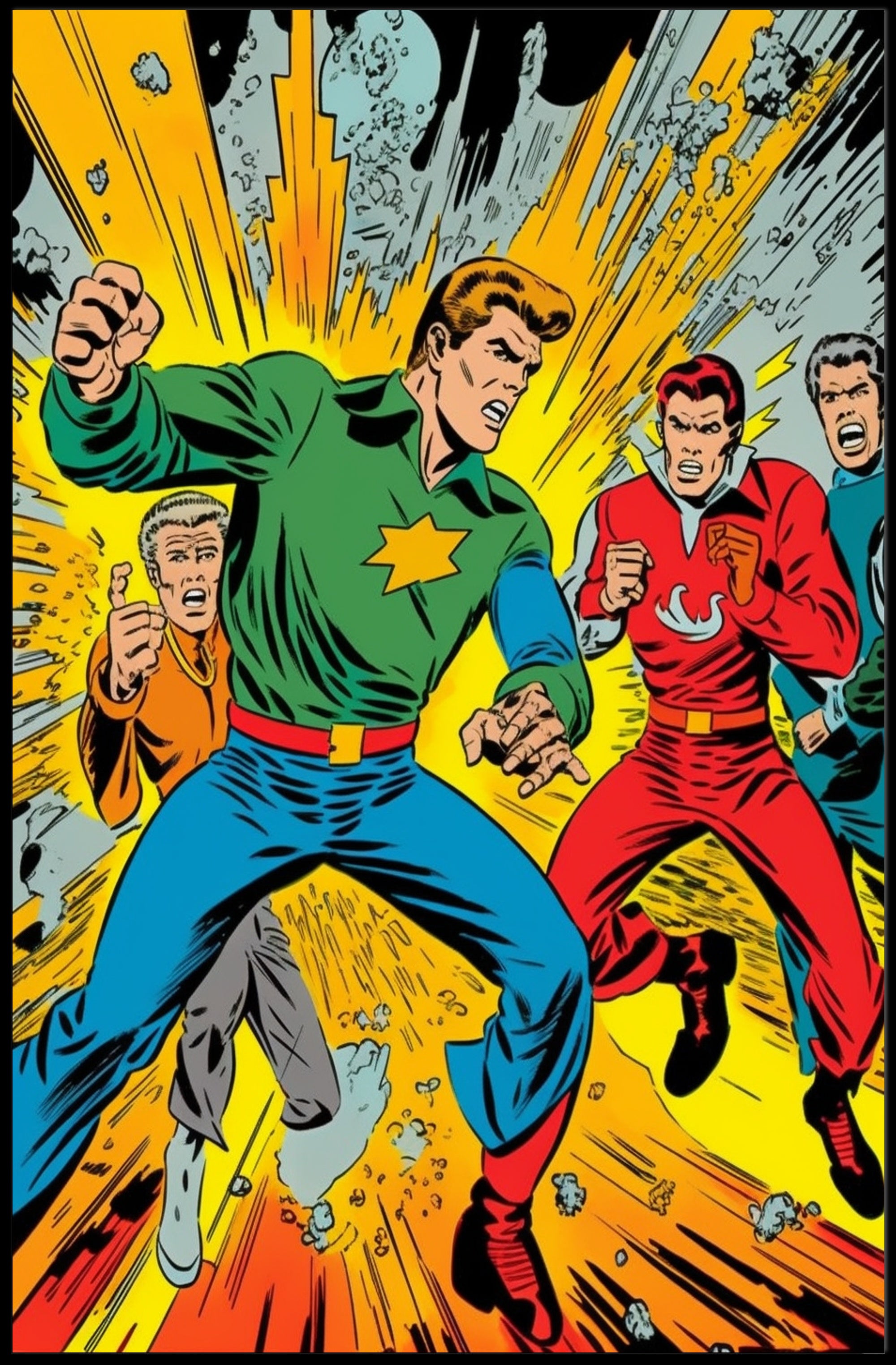 Dynamic Heroes in Action Poster