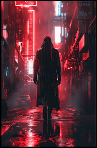 Cyberpunk Cityscape Neon Lights Art Poster PosterGoat