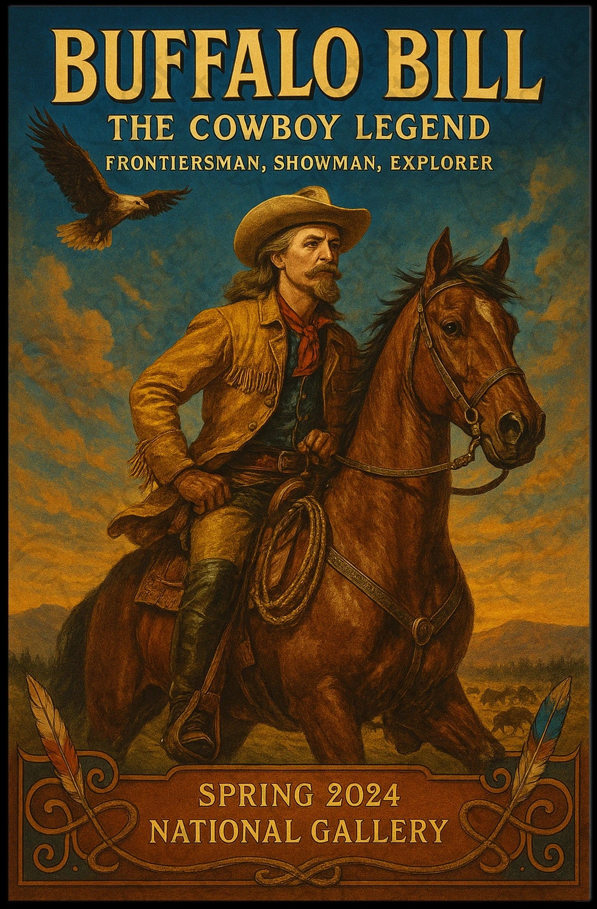Buffalo Bill Frontier Adventure Poster Vintage Wall Art